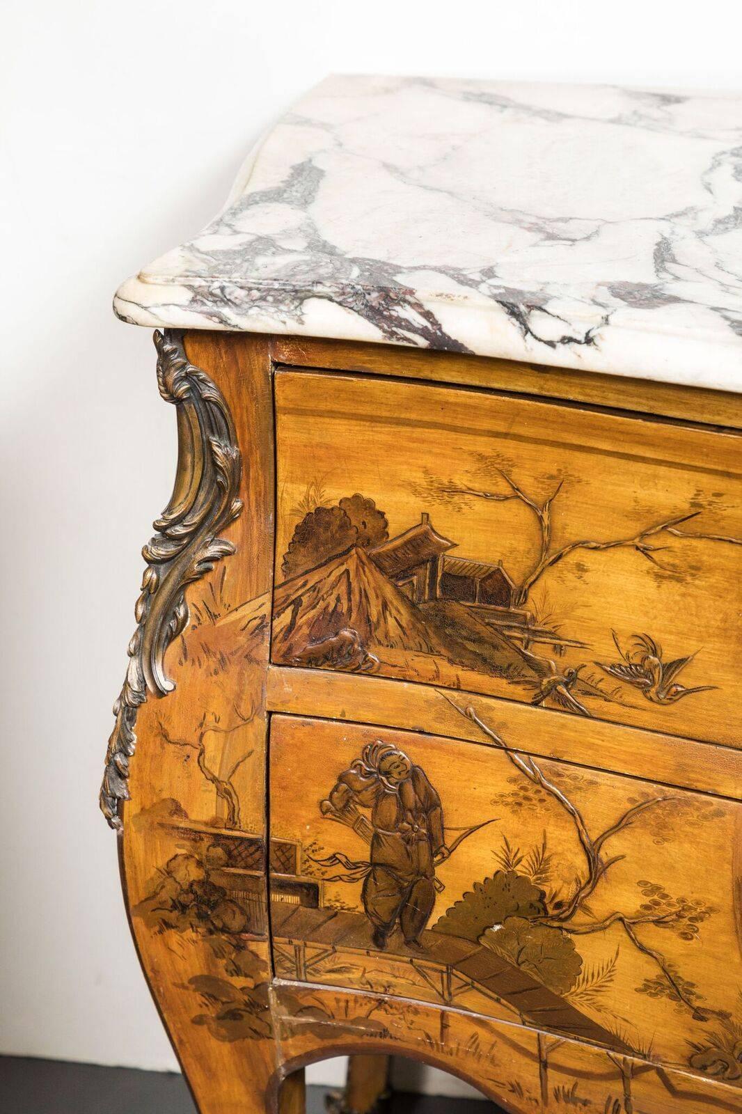 Marble Rare, Turn-of-the-Century, French, Japanned Commodes