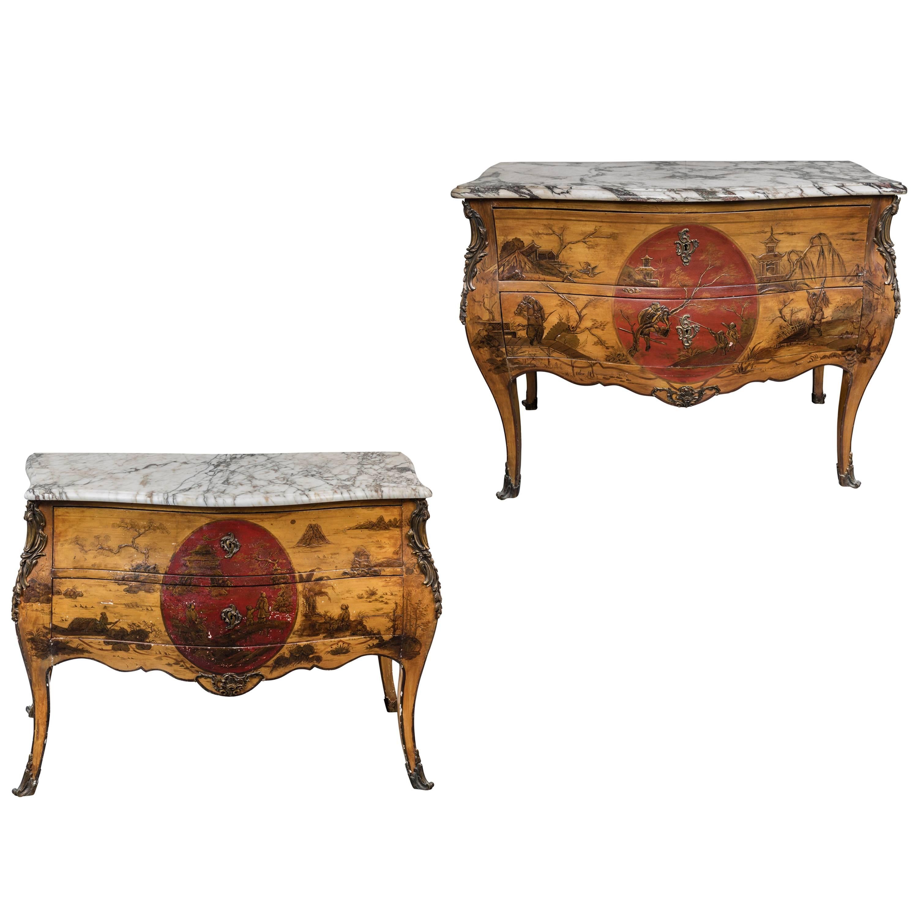 Rare, Turn-of-the-Century, French, Japanned Commodes