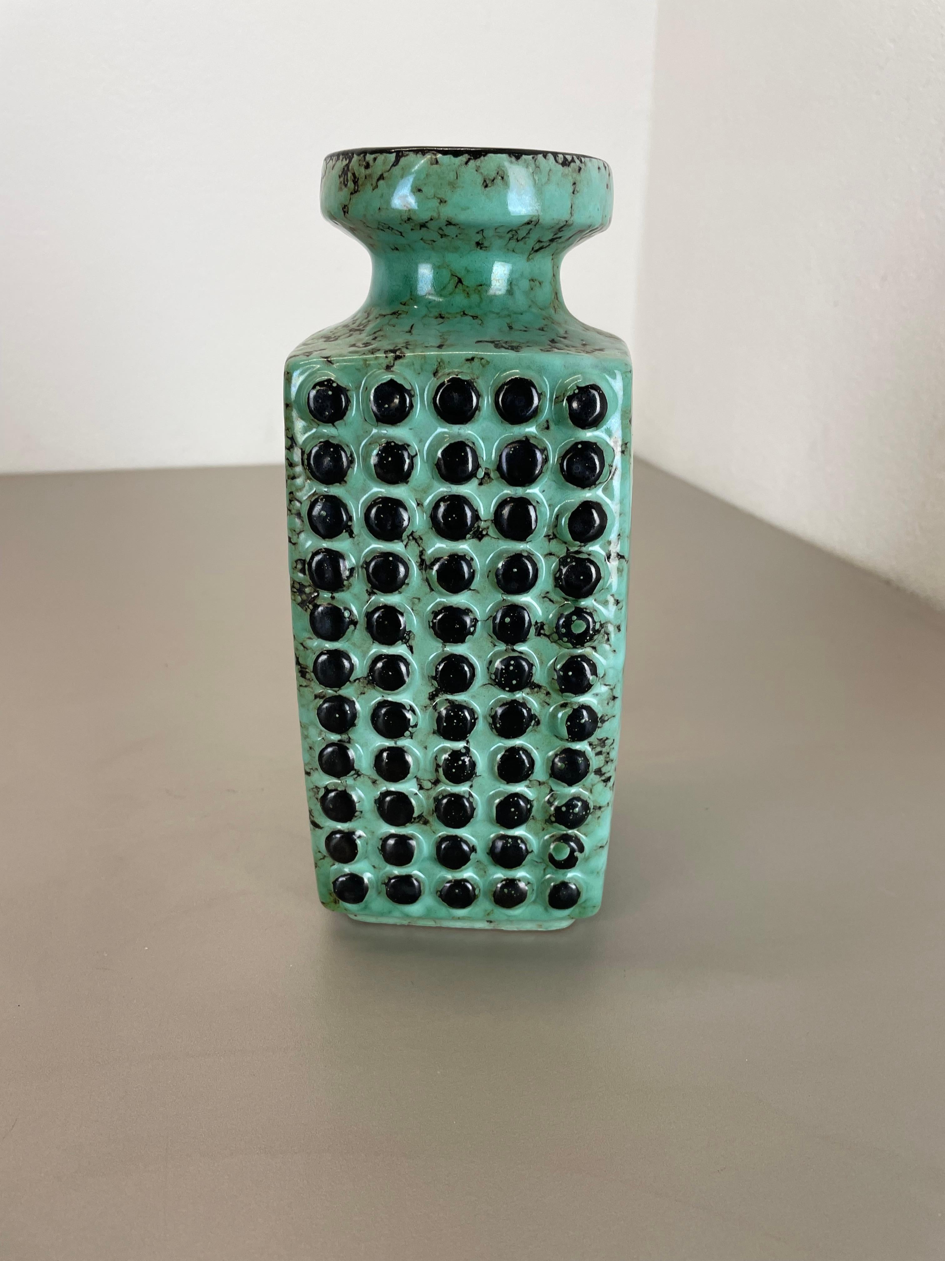 Seltene türkisfarbene Fett Lava-Keramikvase „DOTS“ VEB HALDENSLEBEN, GDR Deutschland, 1970er Jahre im Angebot 11