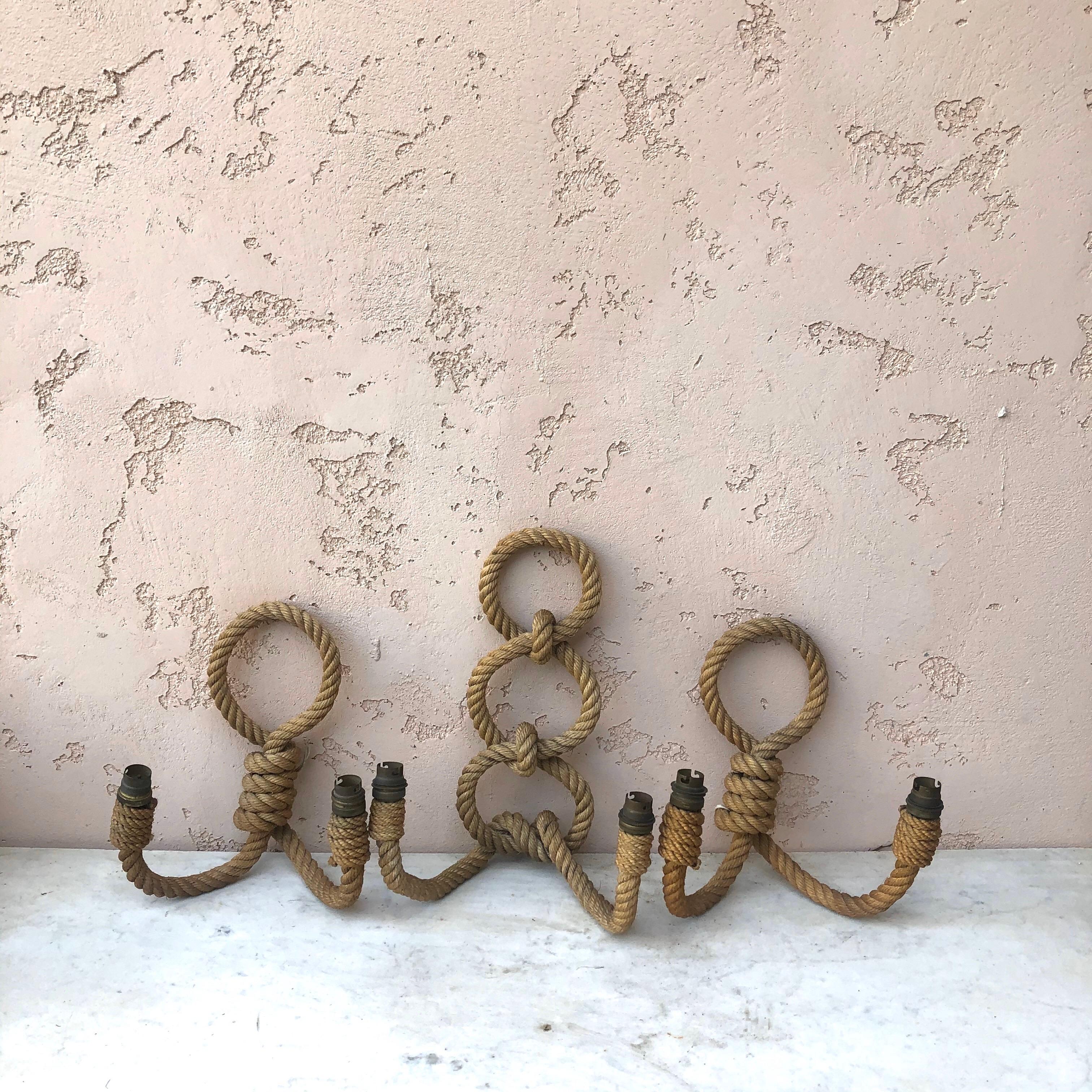 Mid-Century Rare Twisted Rope Sconce Adrien Audoux & Frida Minet For Sale 4