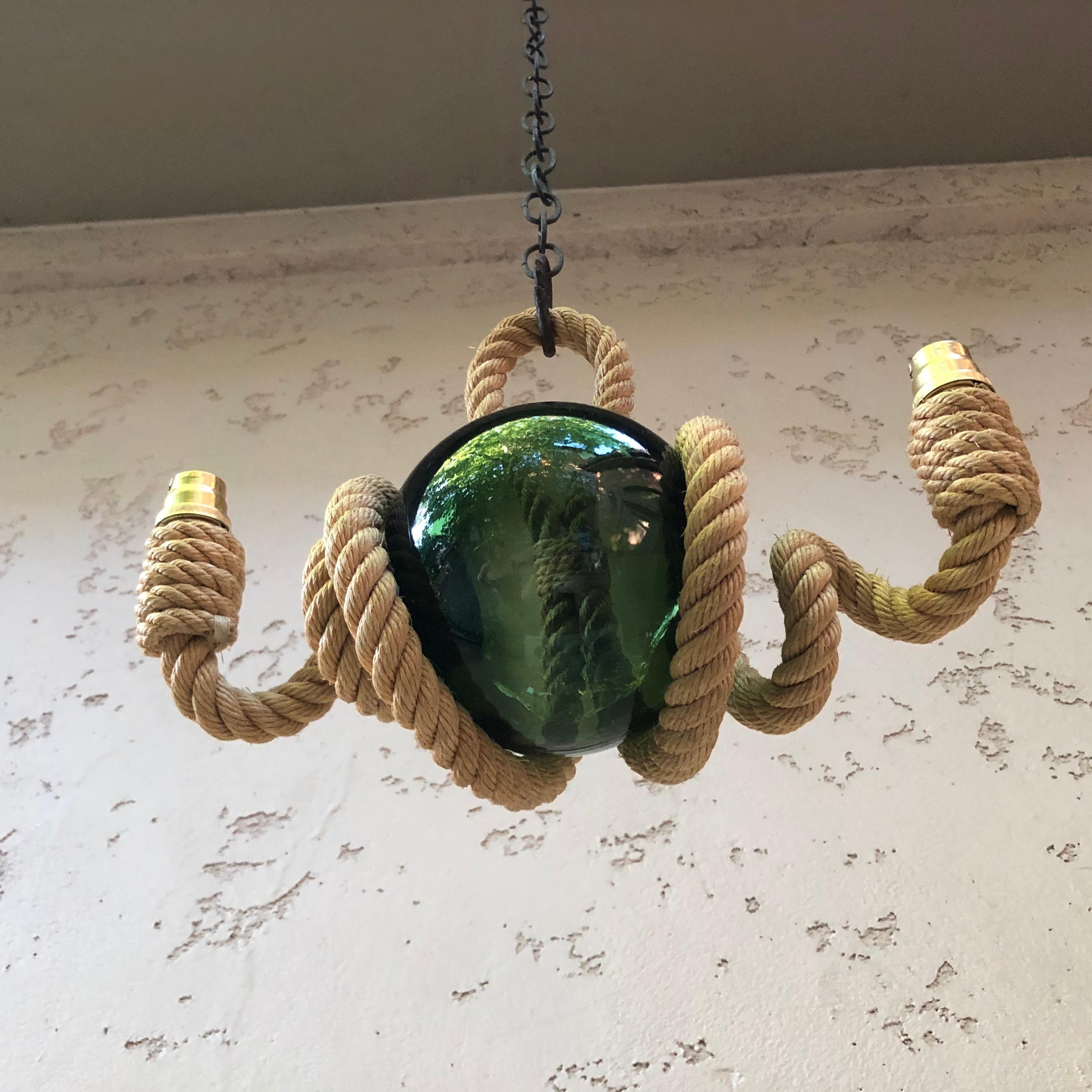 Mid-Century Rare Twisted Rope Sconce Adrien Audoux & Frida Minet In Good Condition For Sale In Austin, TX