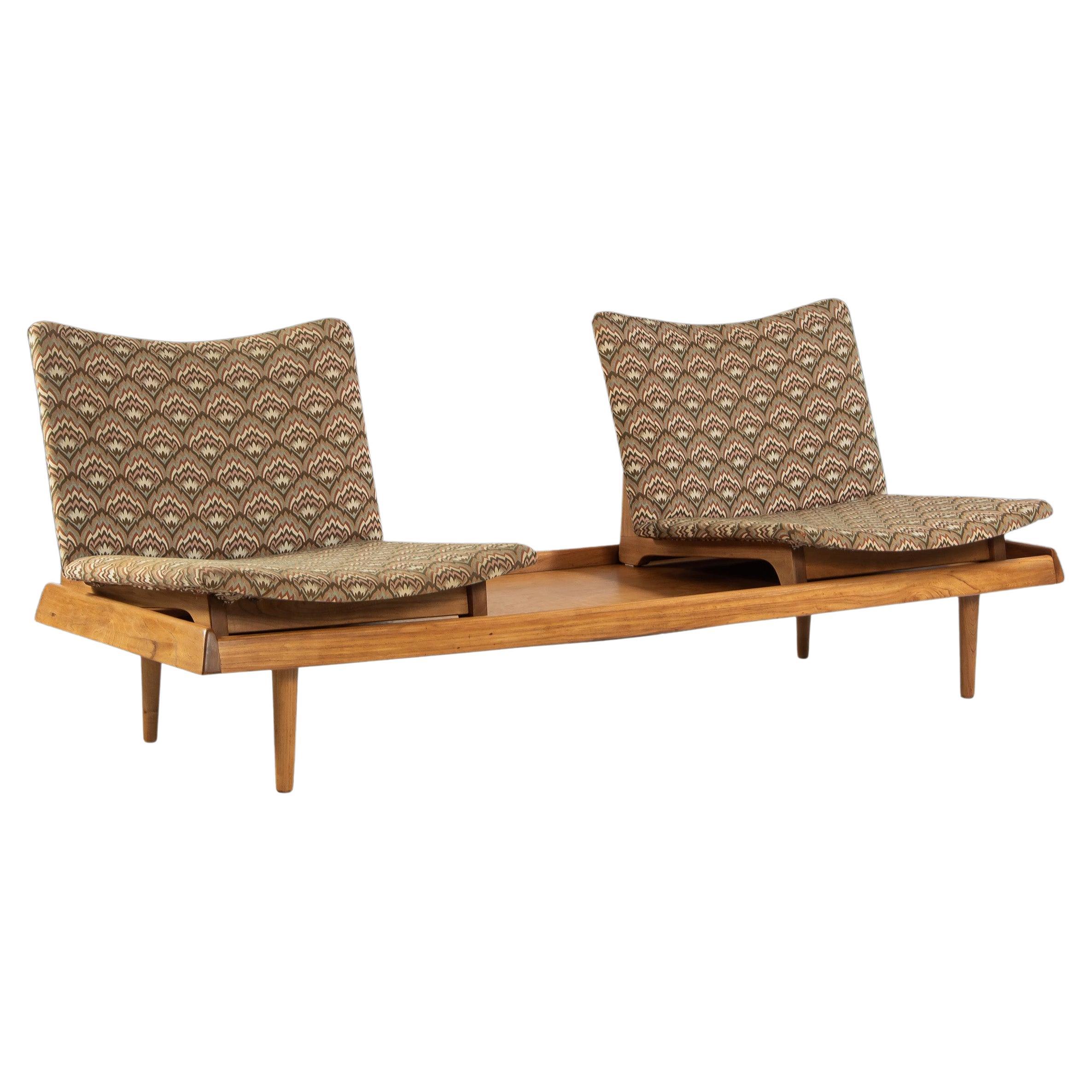 2 Chair Modular Seating Bench / Sofa in Walnut by Gerald McCabe, USA, c. 1960's