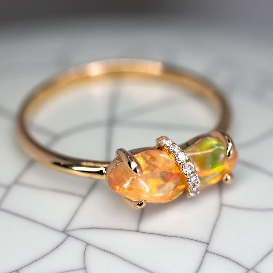 Rare Two-Color Ribbon Wrapped Mexican Fire Opal Diamond Engagement Ring 18K Yellow Gold.


Free Domestic USPS First Class Shipping! Free Gift Bag or Box with every order!

Opal—the queen of gemstones, is one of the most beautiful gemstones in the