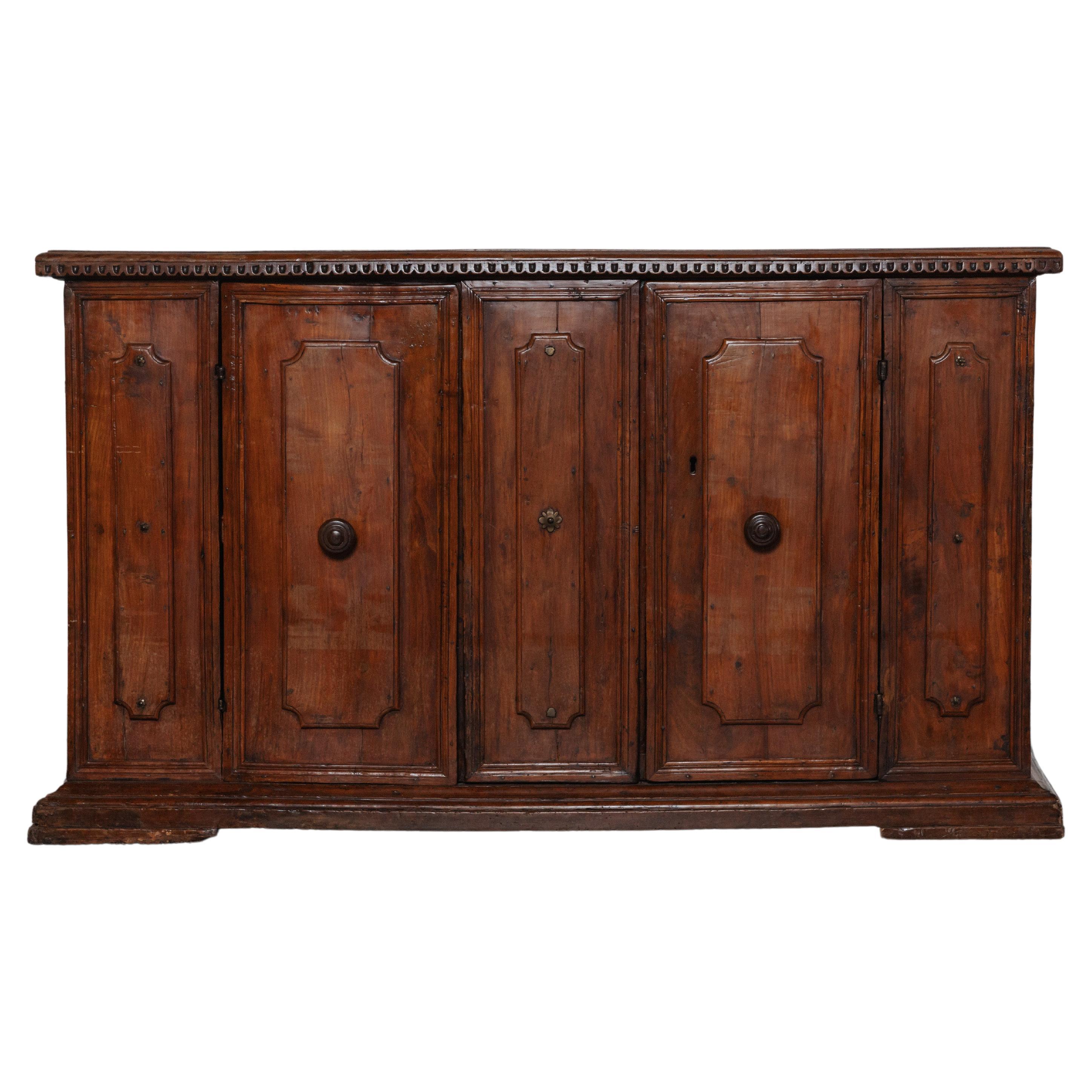 Rare Two Door Cabinet In Walnut From Italy, Circa 1750 For Sale