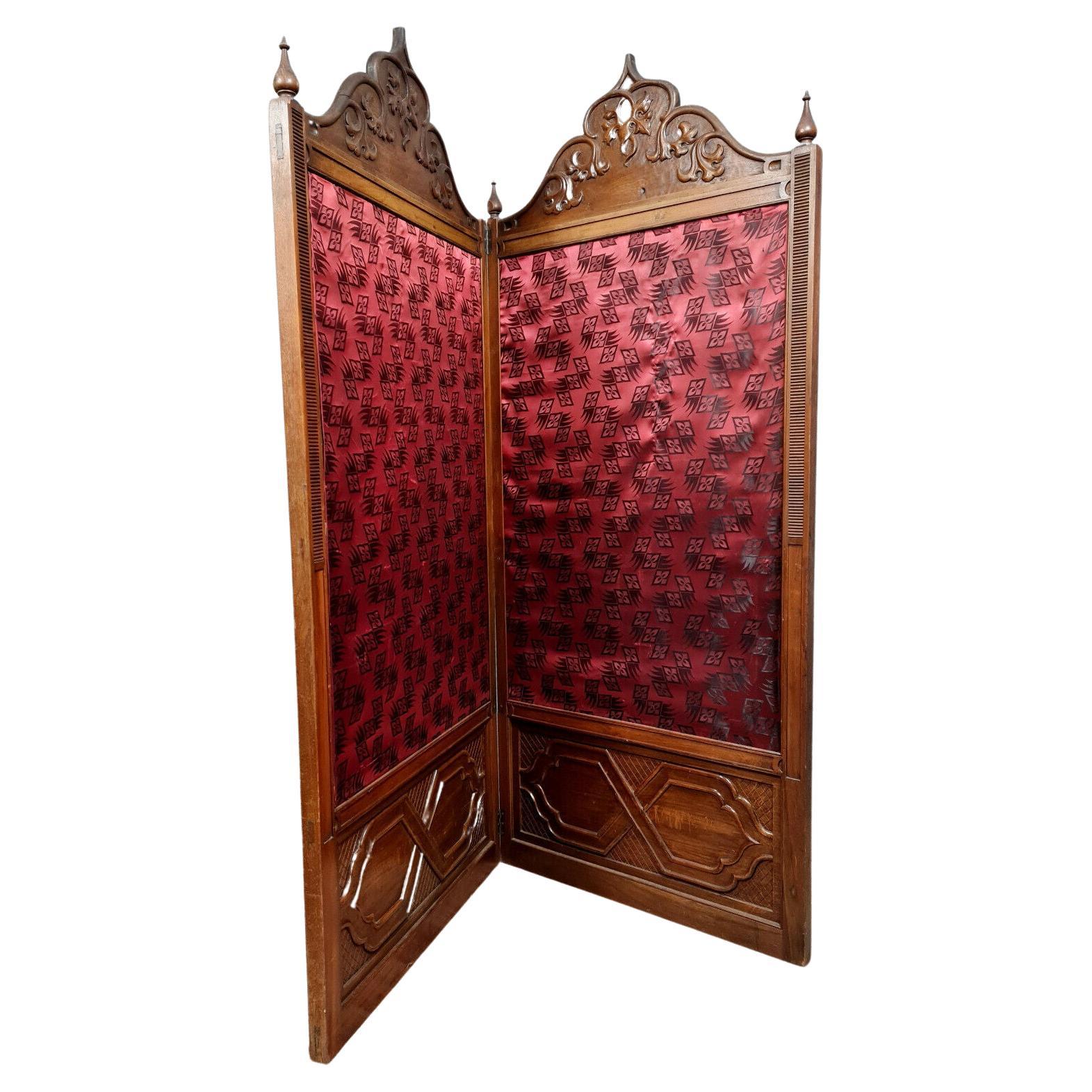Rare Two-Panel Oriental-Style Folding Screen, Late 19th Century -1X29 For Sale