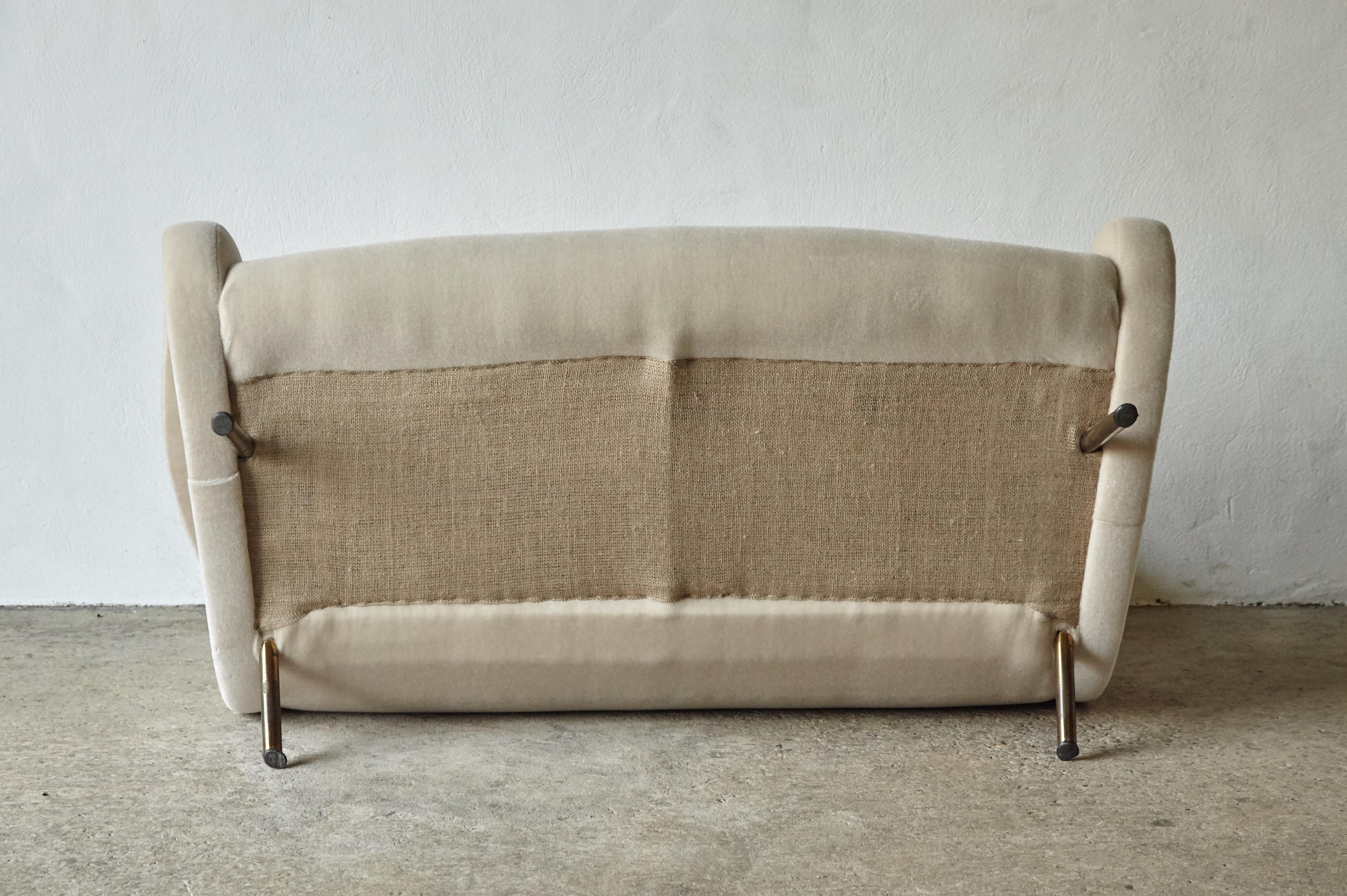 Rare Two-Seat Marco Zanuso Lady Sofa, Arflex, Italy, 1950s/60s, New Mohair 3