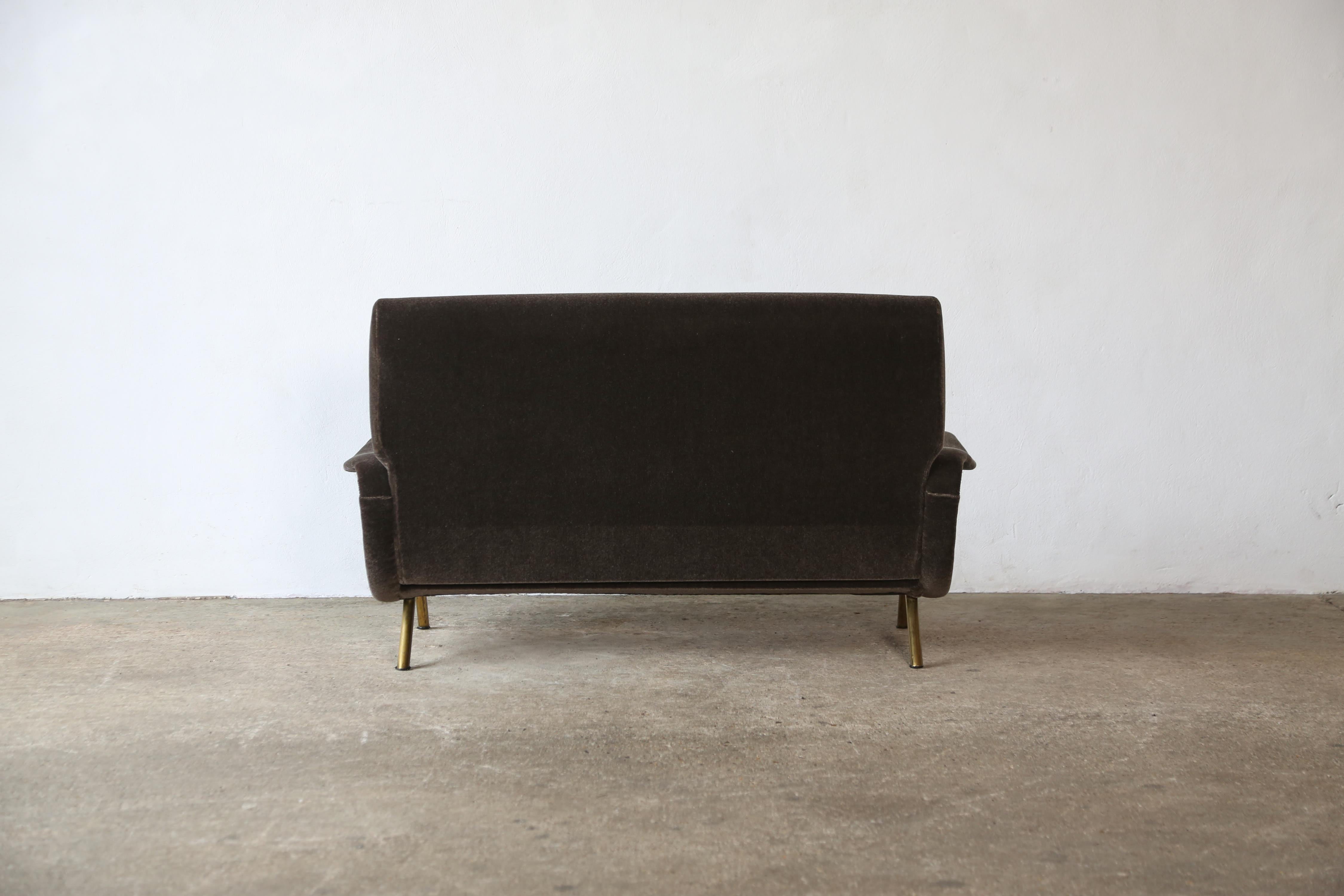 Rare Two-Seat Marco Zanuso Lady Sofa, Arflex, Italy, 1960s, New Pure Mohair For Sale 3