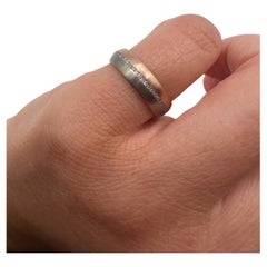 Rare two tone diamond ring 14KT gold matte finish size 6 VVS diamonds E-F color