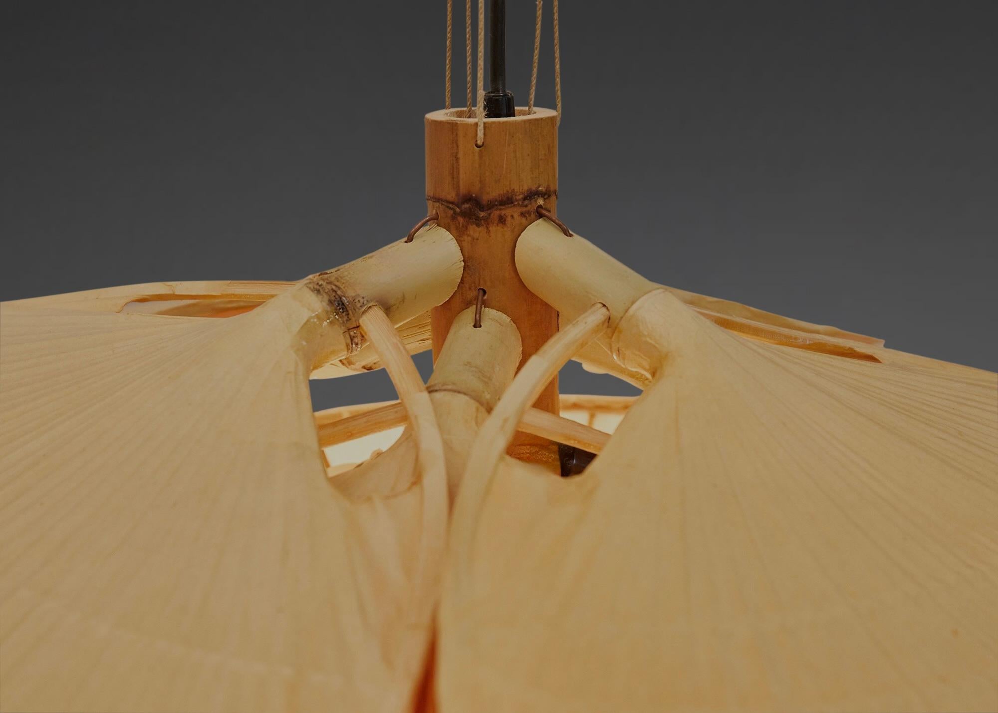 Anglo-giapponese Raro lampadario Hana Or di Ingo Maurer - carta giapponese e bambù, anni '70 in vendita