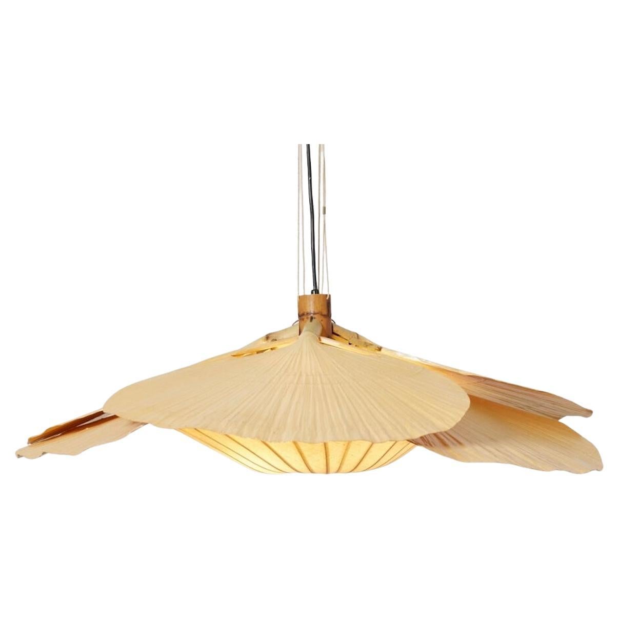 Rare Uchiwa Hana Chandelier by Ingo Maurer - Japanese Paper and Bamboo, 1970s