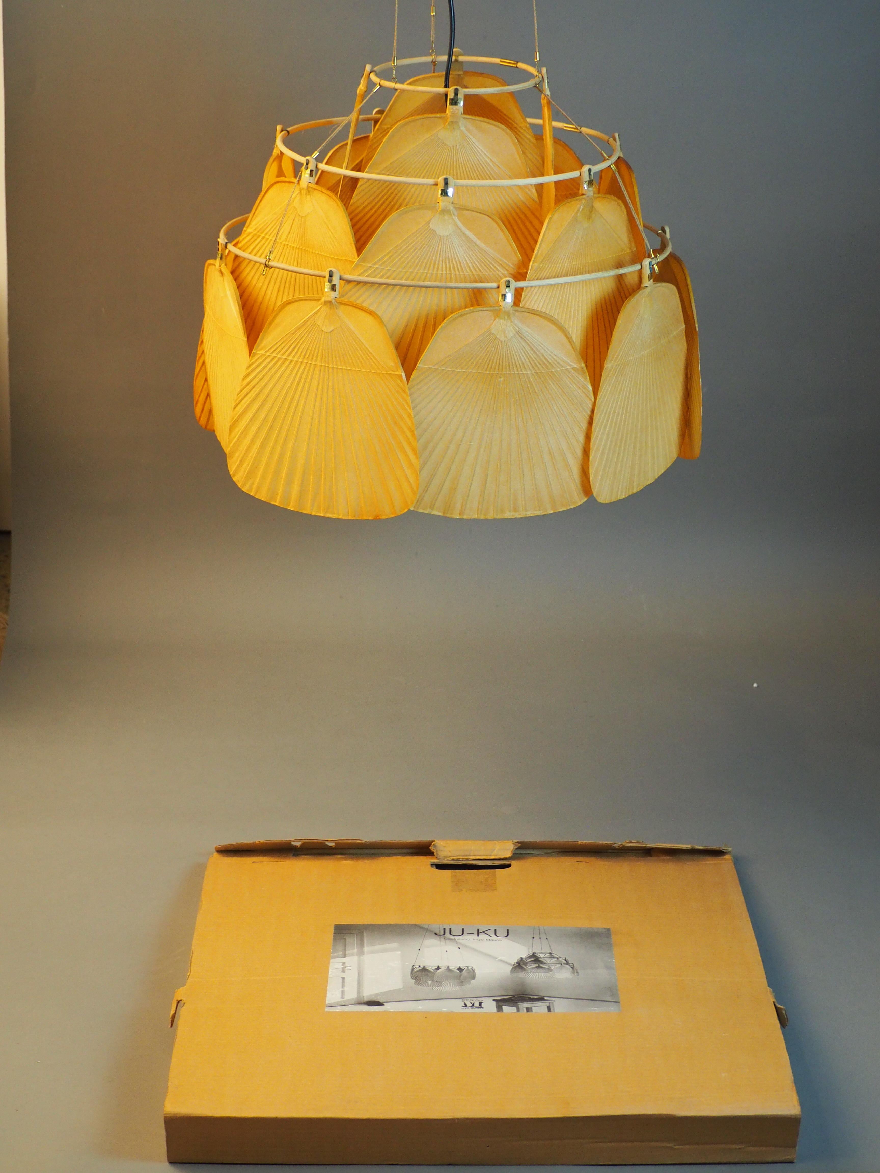 German Rare Uchiwa JU-KU Chandelier by Ingo Maurer, circa 1970s