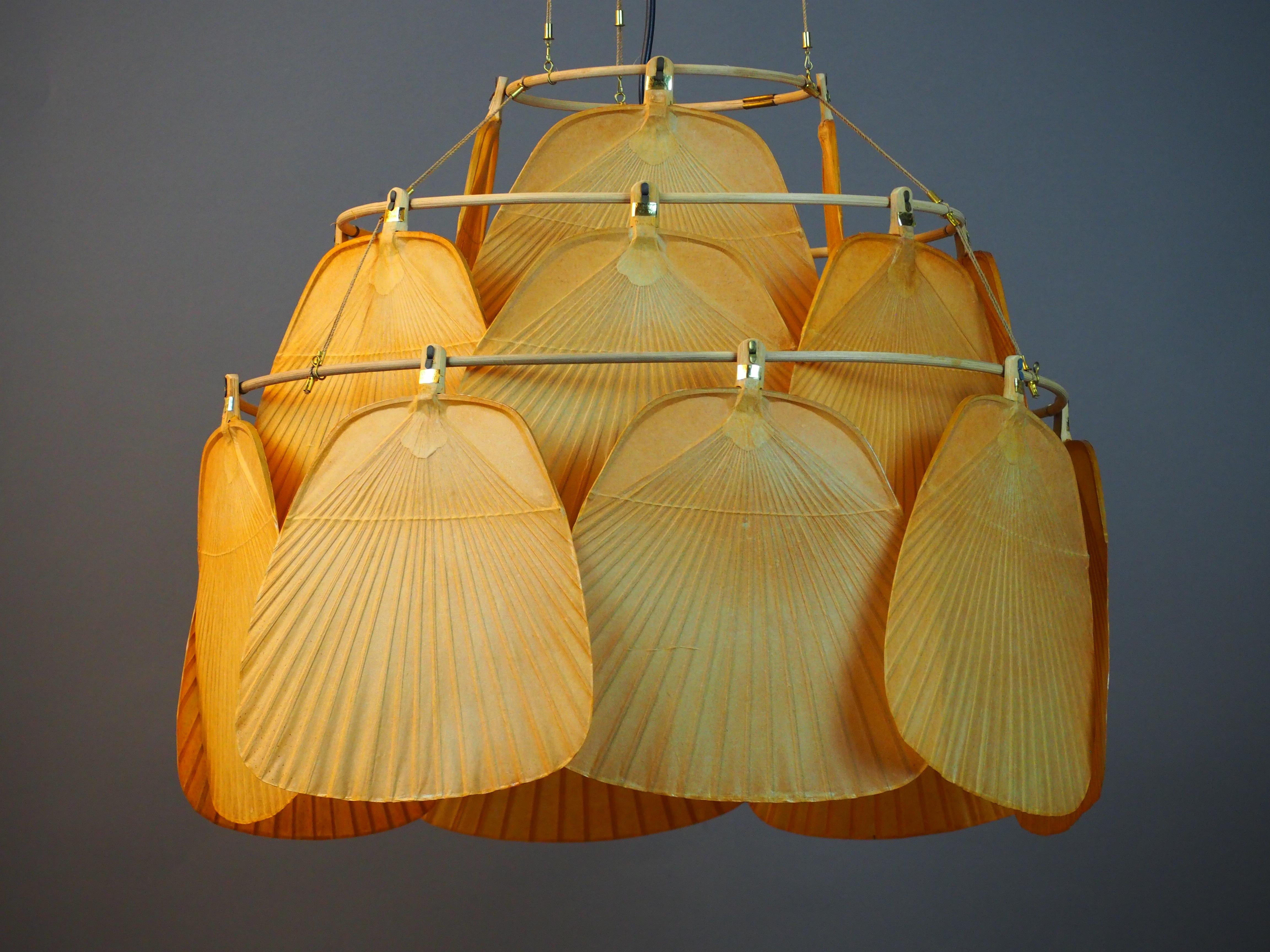 Rare Uchiwa JU-KU Chandelier by Ingo Maurer, circa 1970s 2
