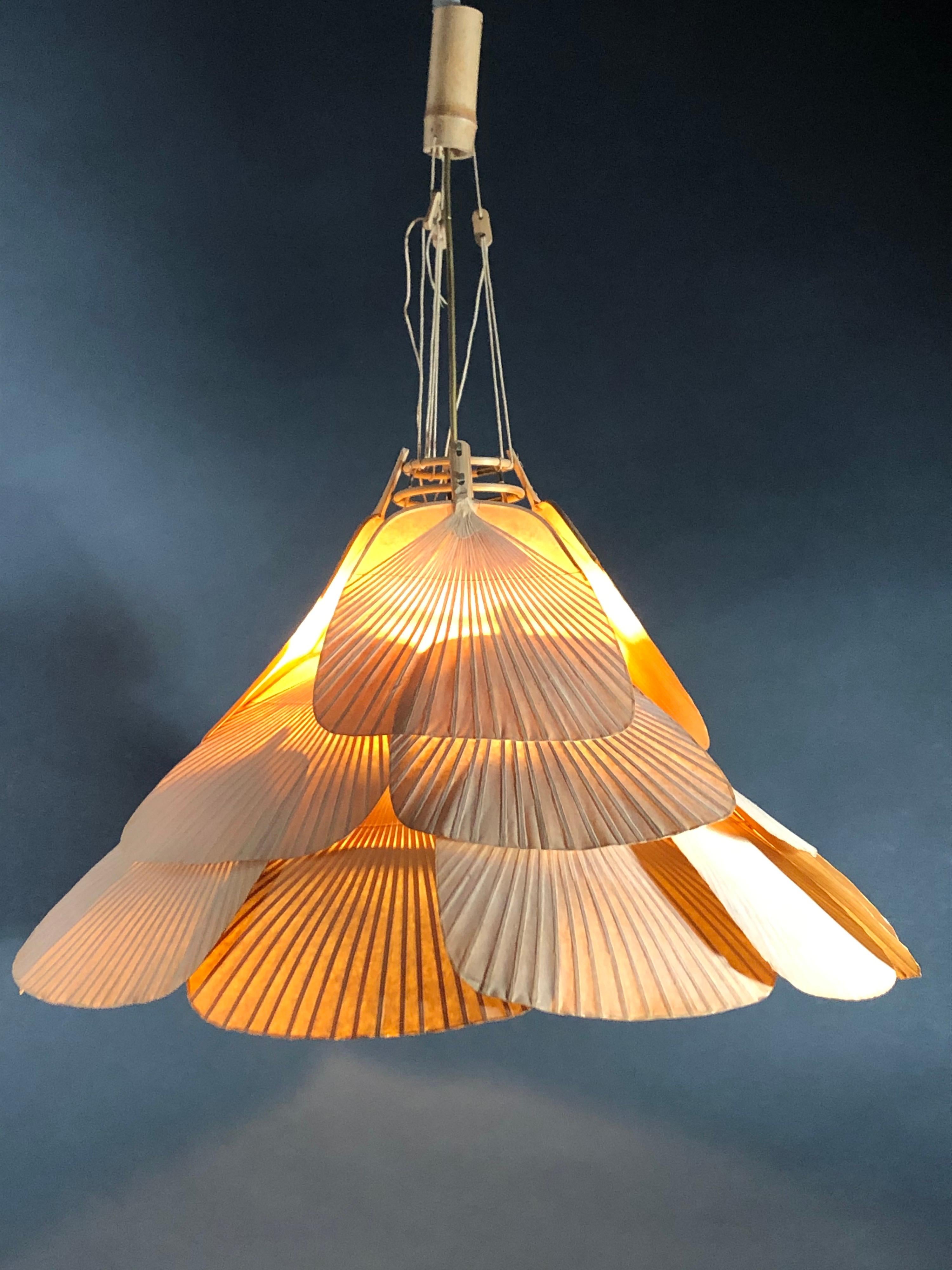 German Rare Uchiwa JU-YON Chandelier by Ingo Maurer, circa 1970s