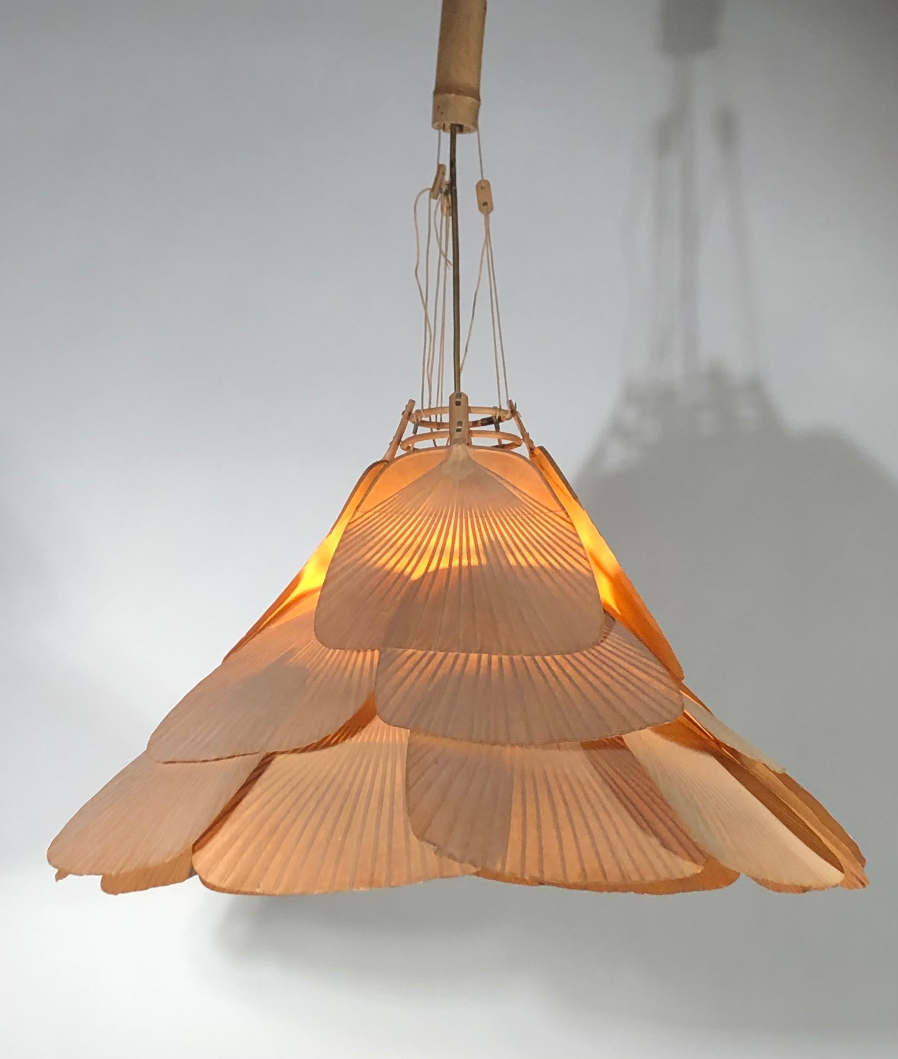 Late 20th Century Rare Uchiwa JU-YON Chandelier by Ingo Maurer, circa 1970s