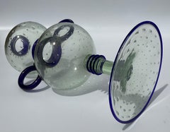 Raro Umberto Bellotto para CVM Pauly Jarrón de cristal de Murano con asas aplicadas Pie