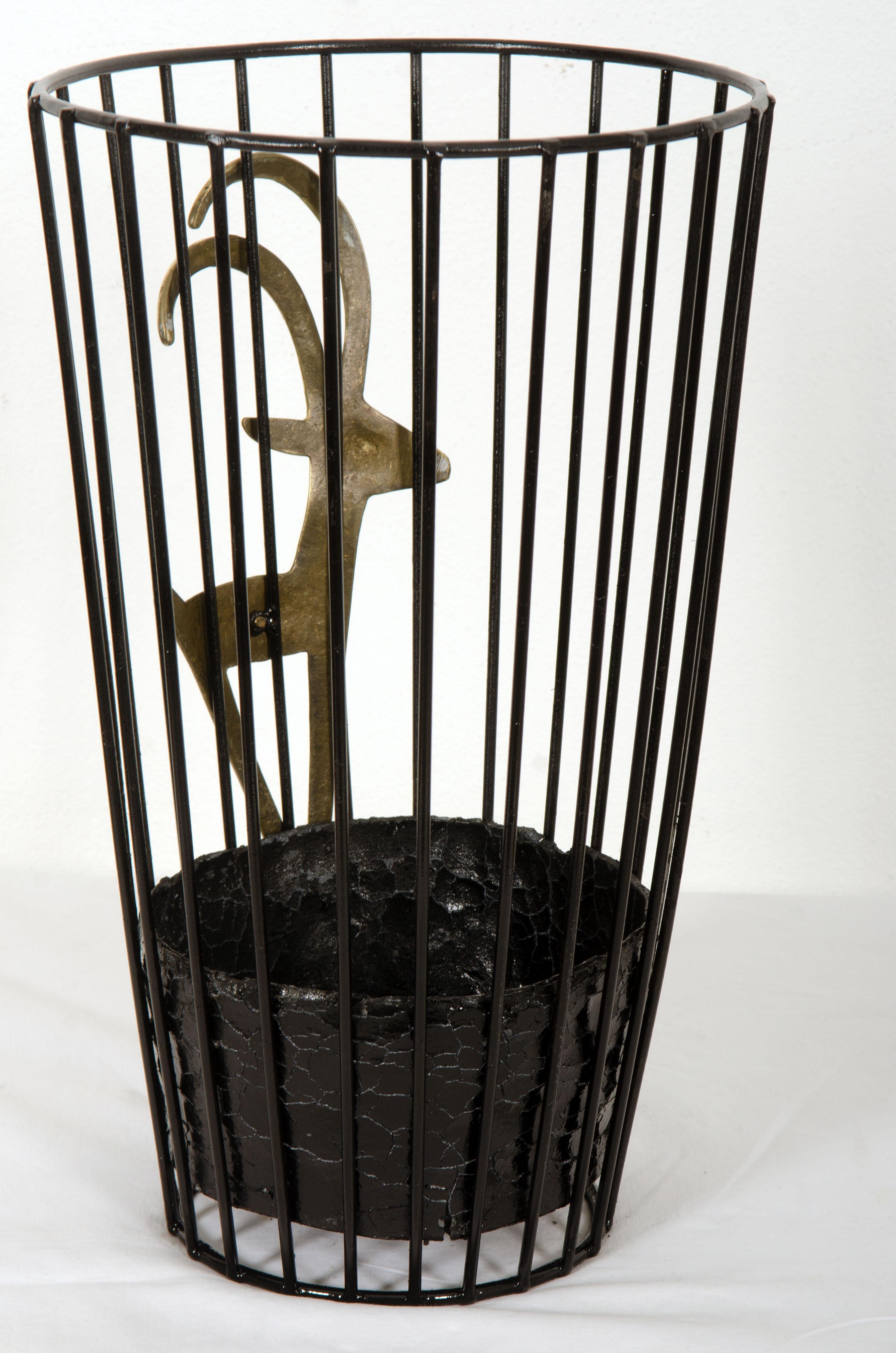Brass Rare Umbrella Stand by Walter Bosse the Capricorn For Sale