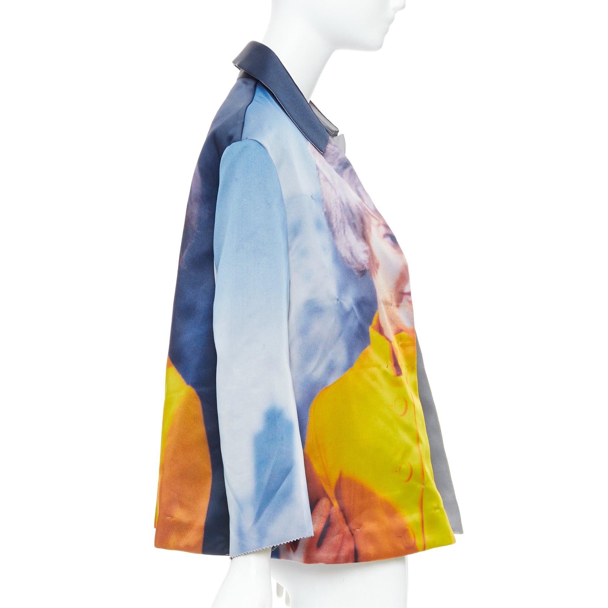 rare UNDERCOVER Cindy Sherman print blue yellow polyester silk jacket JP2 M In Good Condition For Sale In Hong Kong, NT