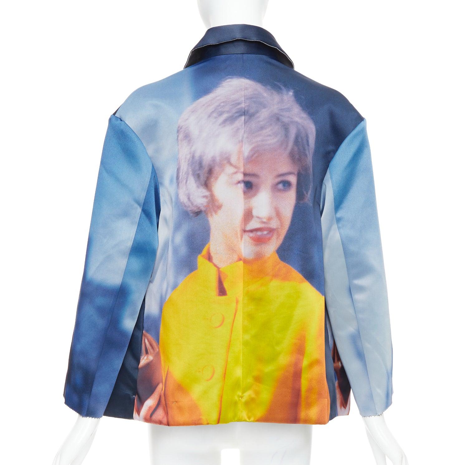 Women's rare UNDERCOVER Cindy Sherman print blue yellow polyester silk jacket JP2 M For Sale