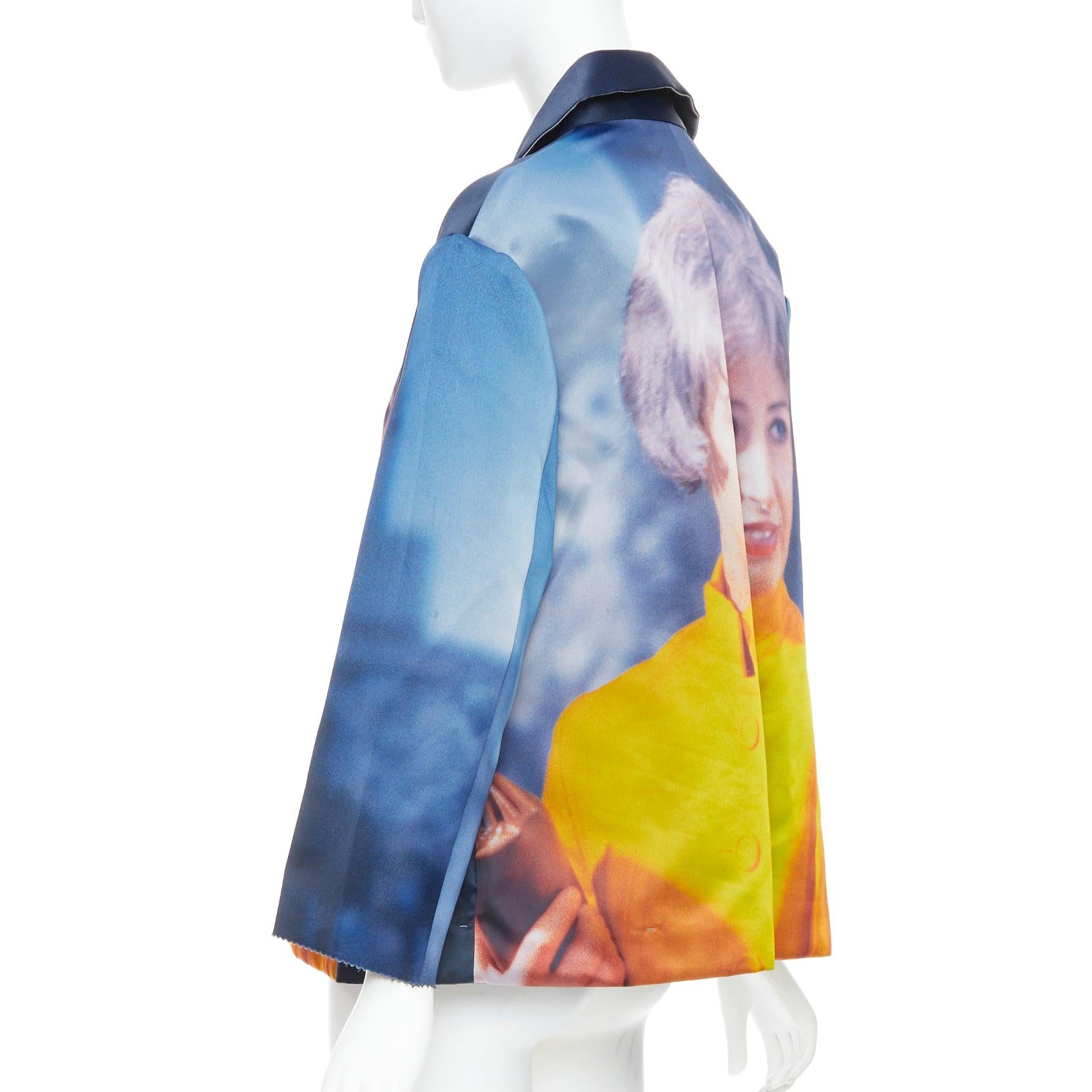 rare UNDERCOVER Cindy Sherman print blue yellow polyester silk jacket JP2 M For Sale 1