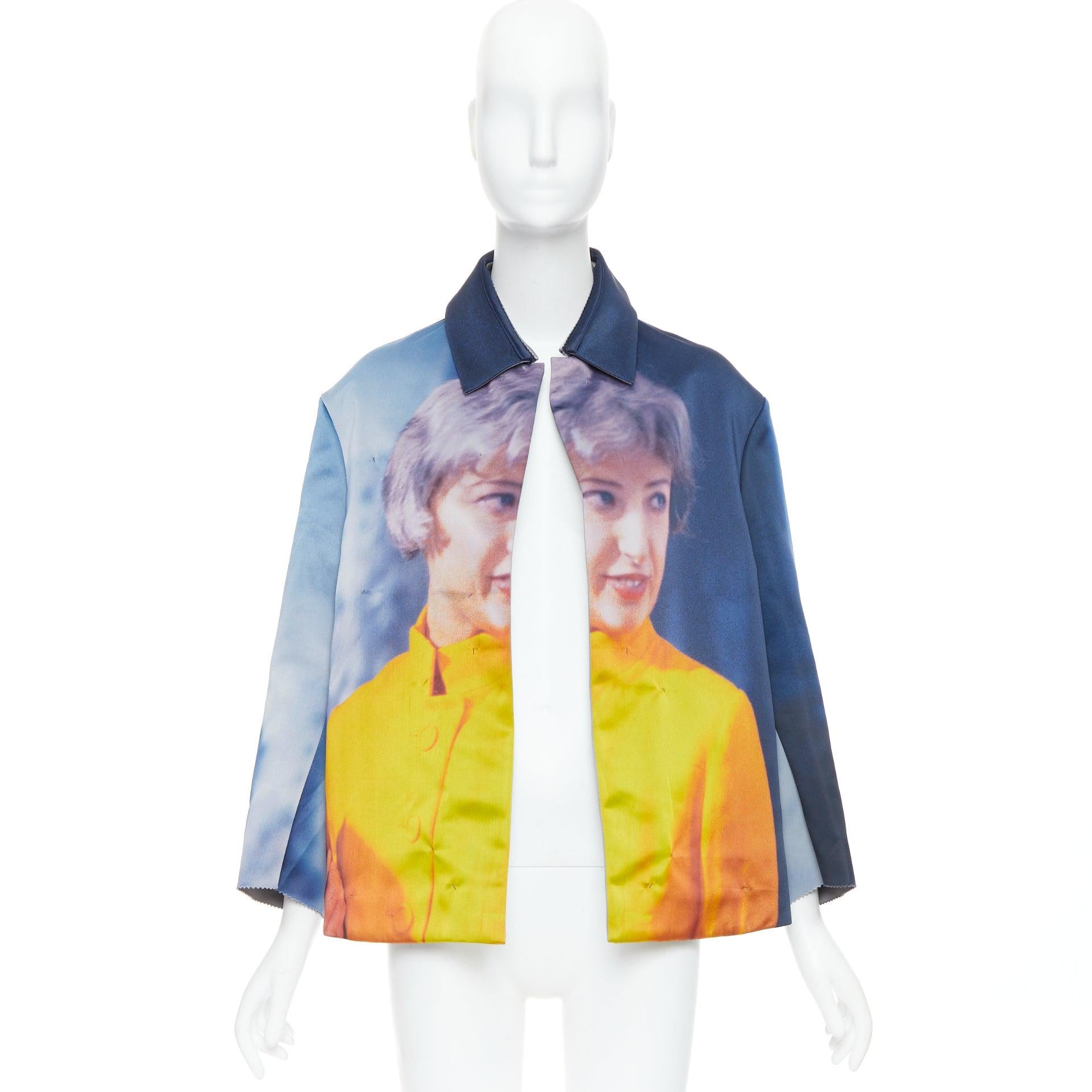 rare UNDERCOVER Cindy Sherman print blue yellow polyester silk jacket JP2 M For Sale 4