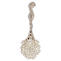 Rare Unger Bros. Sterling Silver Reticulated Spoon with Cupid & Fish Handle