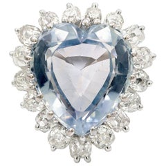 Antique Rare Unheated 11.91 Sapphire Diamond Ring Set in Platinum, AGL Certified