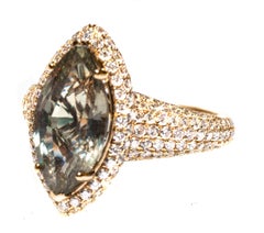 Rare Unheated Color-Change Sapphire & Diamond 18K Ring