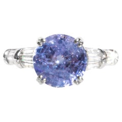 Rare Unheated Lavender Sapphire & Diamond 18K Ring
