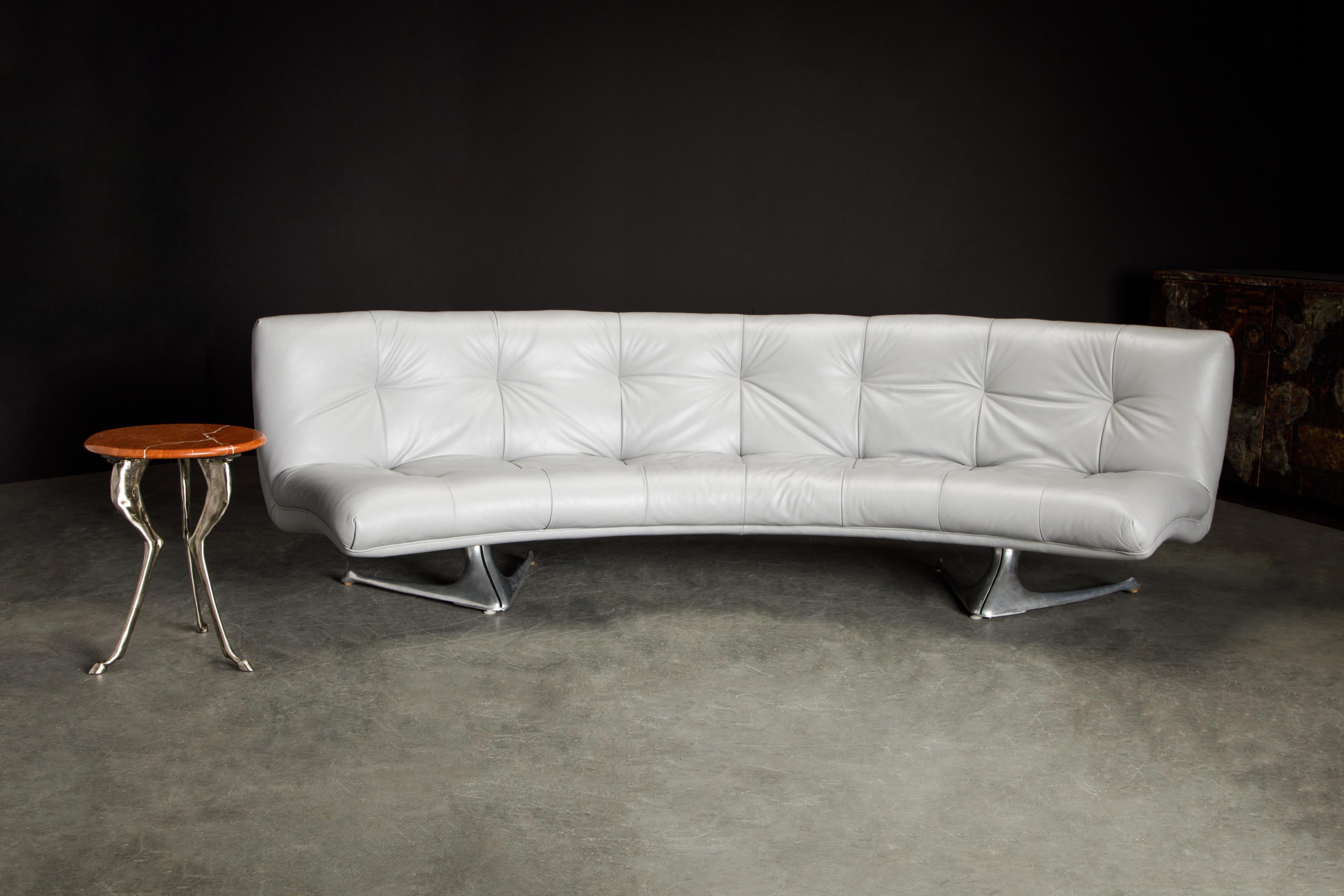 Rare 'Unicorn' Leather and Aluminum Curved Sofa by Vladimir Kagan, c. 1963 For Sale 5
