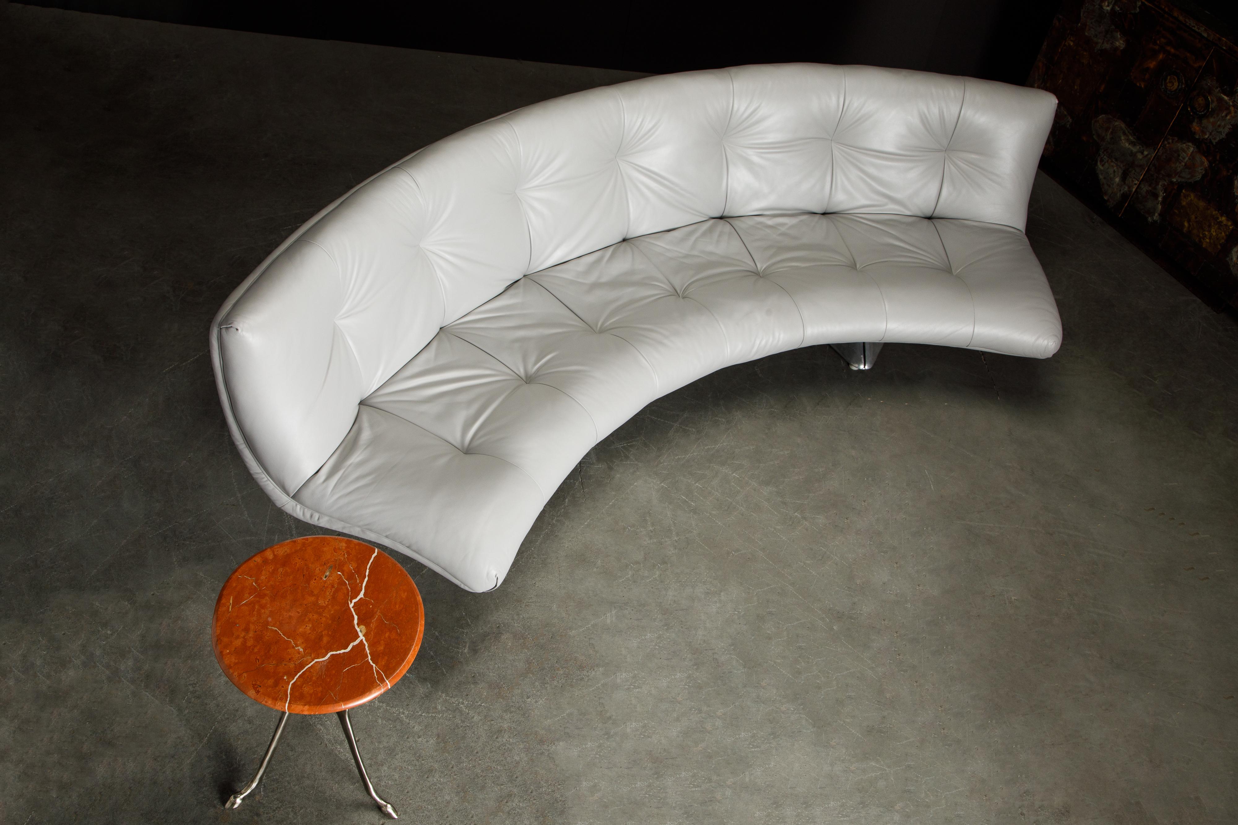 Rare 'Unicorn' Leather and Aluminum Curved Sofa by Vladimir Kagan, c. 1963 For Sale 6