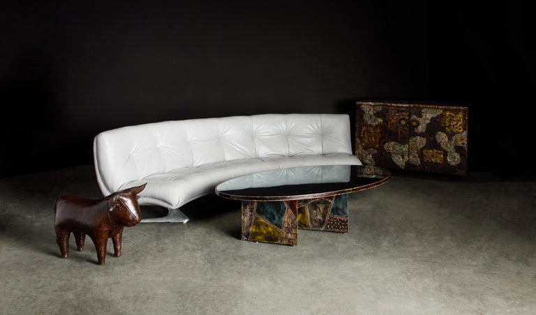 Rare 'Unicorn' Leather and Aluminum Curved Sofa by Vladimir Kagan, c. 1963 For Sale 10