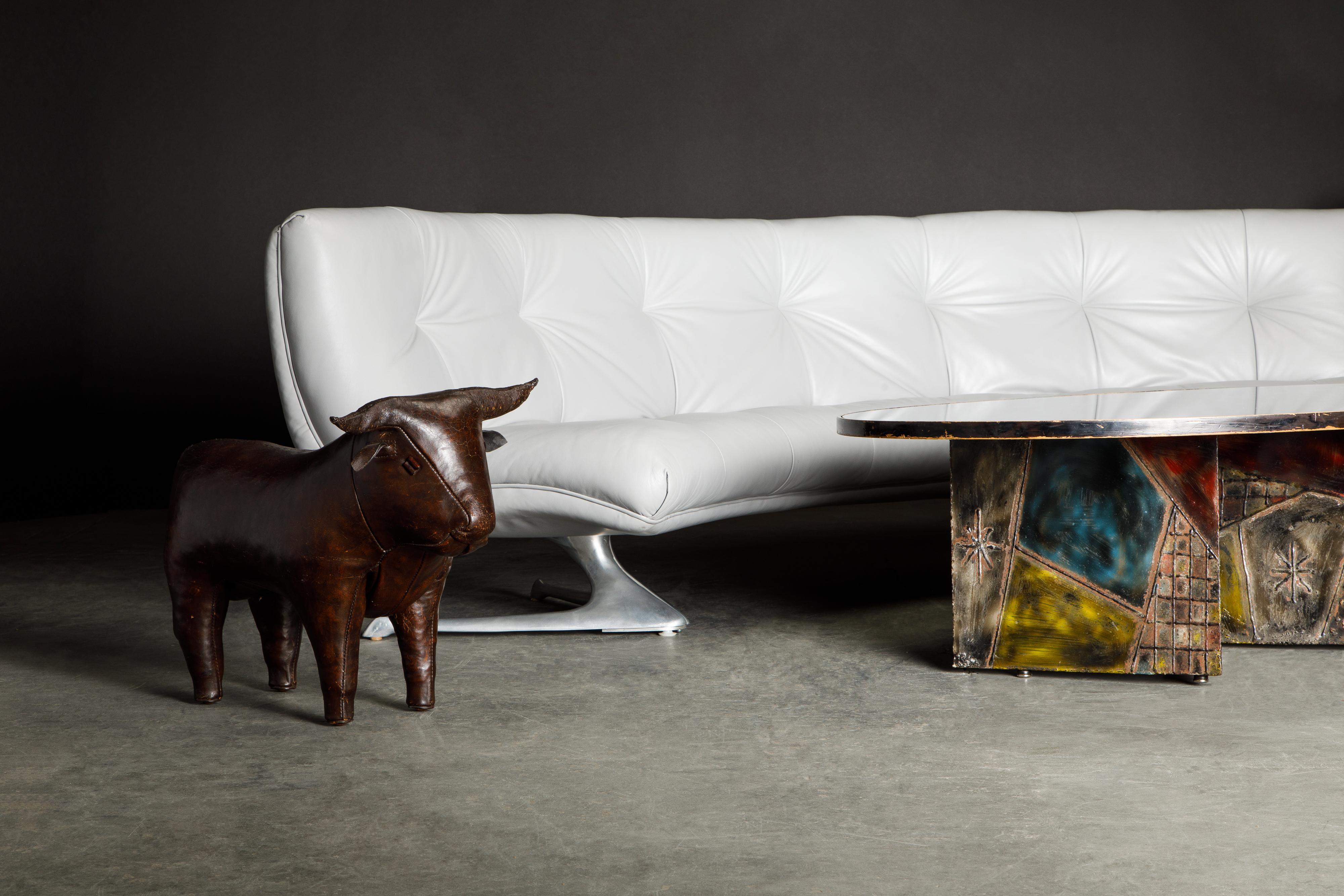 Seltenes geschwungenes Sofa „Einhorn“ aus Leder und Aluminium von Vladimir Kagan, um 1963 im Angebot 11