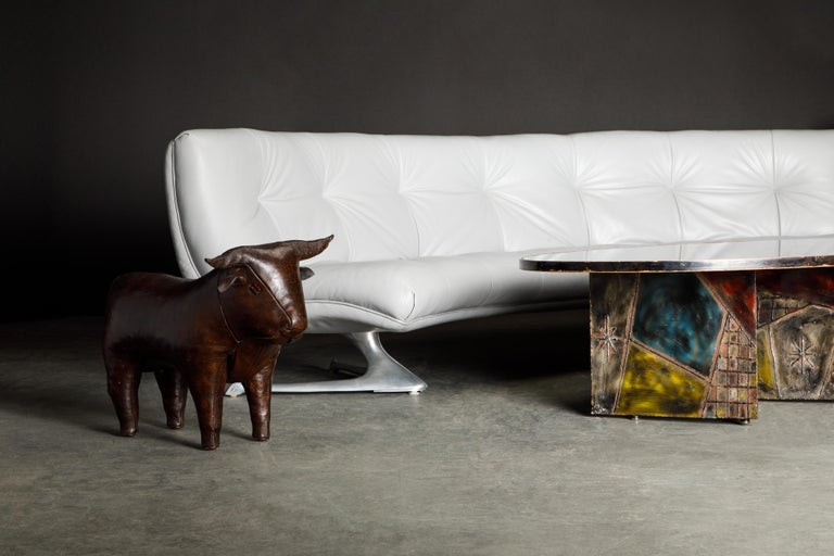 Rare 'Unicorn' Leather and Aluminum Curved Sofa by Vladimir Kagan, c. 1963 For Sale 11
