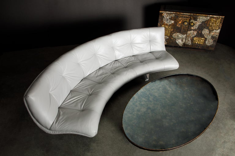Rare 'Unicorn' Leather and Aluminum Curved Sofa by Vladimir Kagan, c. 1963 For Sale 12