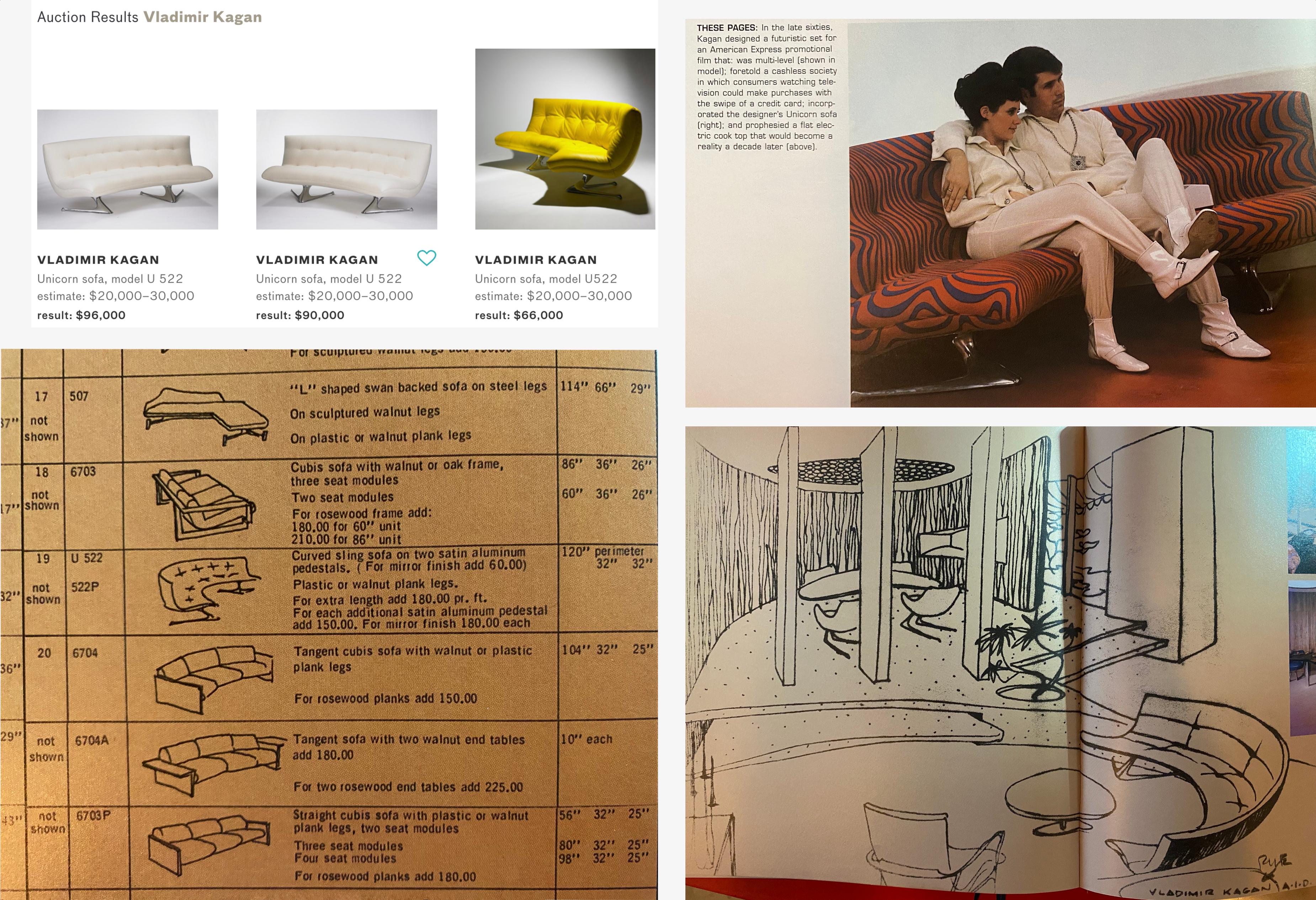 Seltenes geschwungenes Sofa „Einhorn“ aus Leder und Aluminium von Vladimir Kagan, um 1963 im Angebot 14