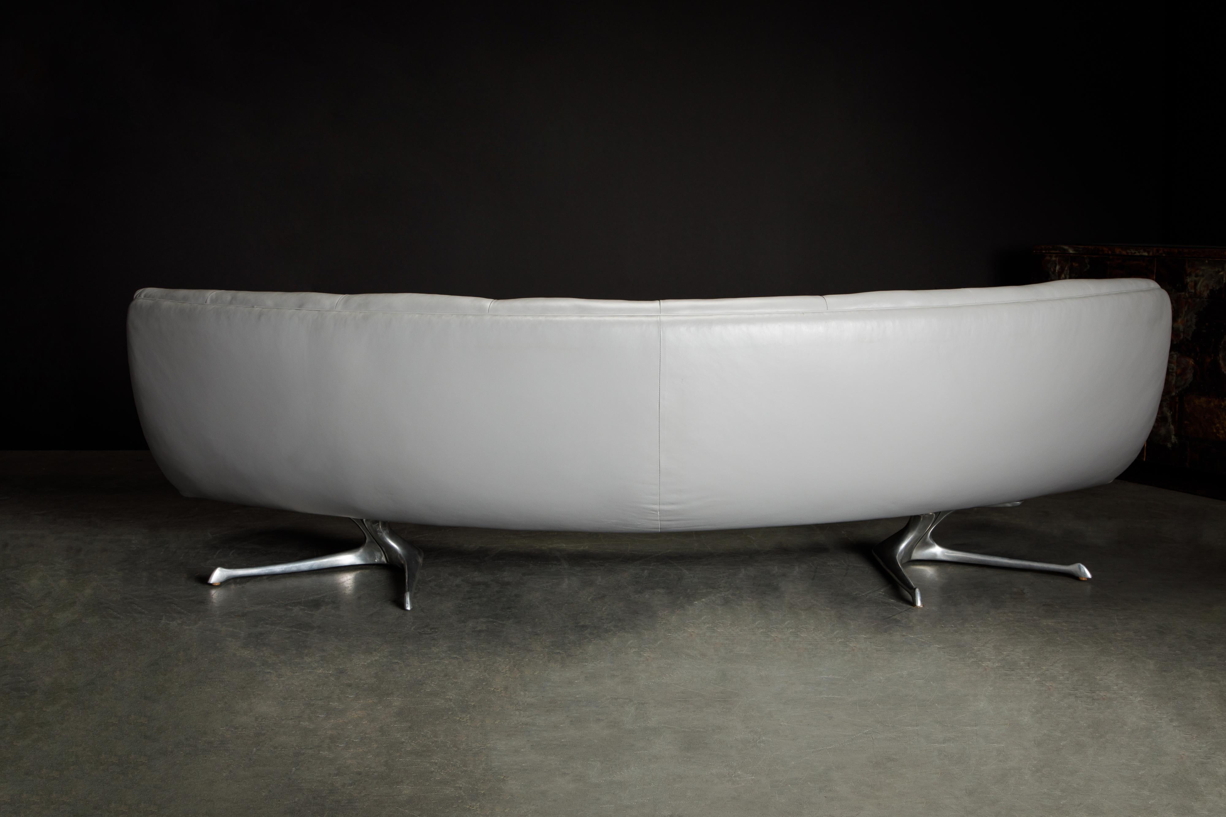 Mid-Century Modern Rare 'Unicorn' Leather and Aluminum Curved Sofa by Vladimir Kagan, c. 1963 For Sale