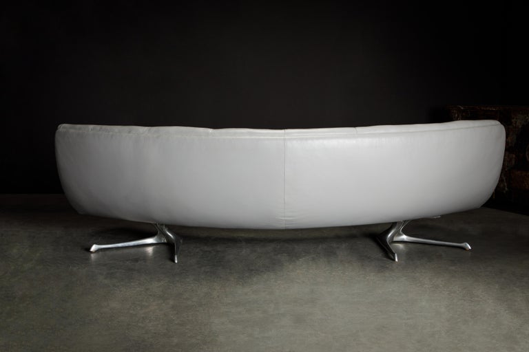 Mid-20th Century Rare 'Unicorn' Leather and Aluminum Curved Sofa by Vladimir Kagan, c. 1963 For Sale