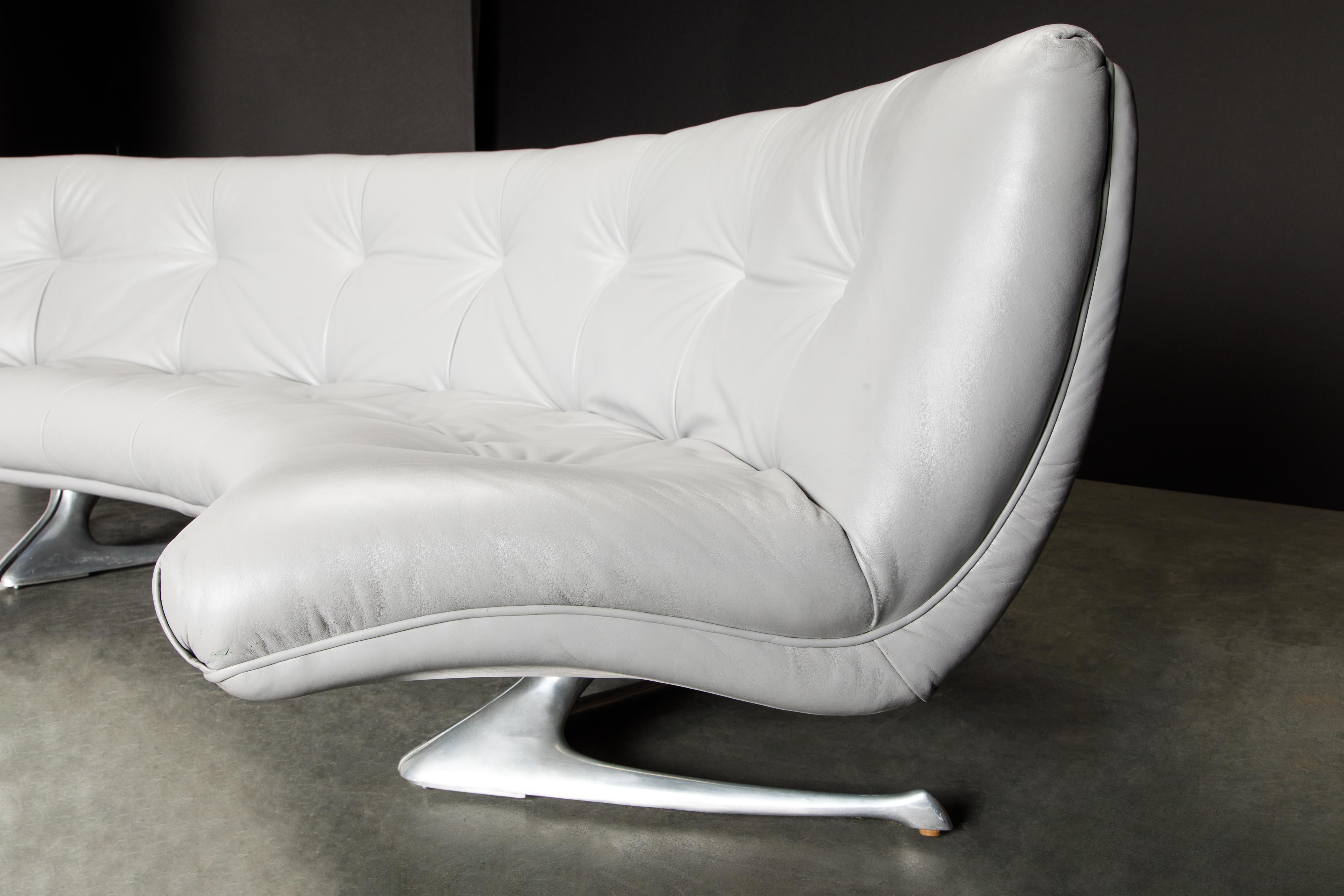 Mid-20th Century Rare 'Unicorn' Leather and Aluminum Curved Sofa by Vladimir Kagan, c. 1963 For Sale