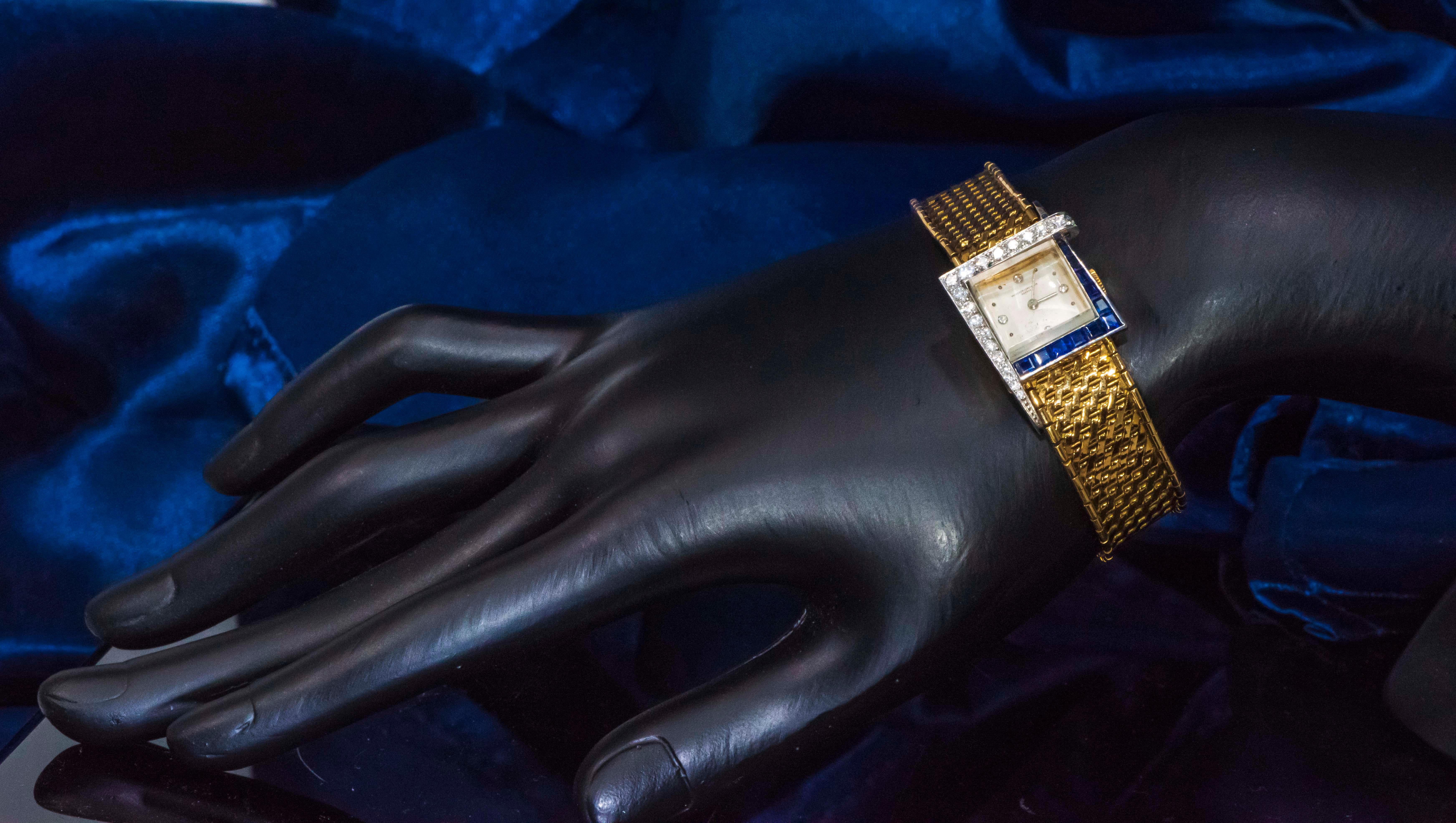 1960s 18Kt Vacheron Constantin Asymmetrical Sapphire Diamond Wristwatch 5