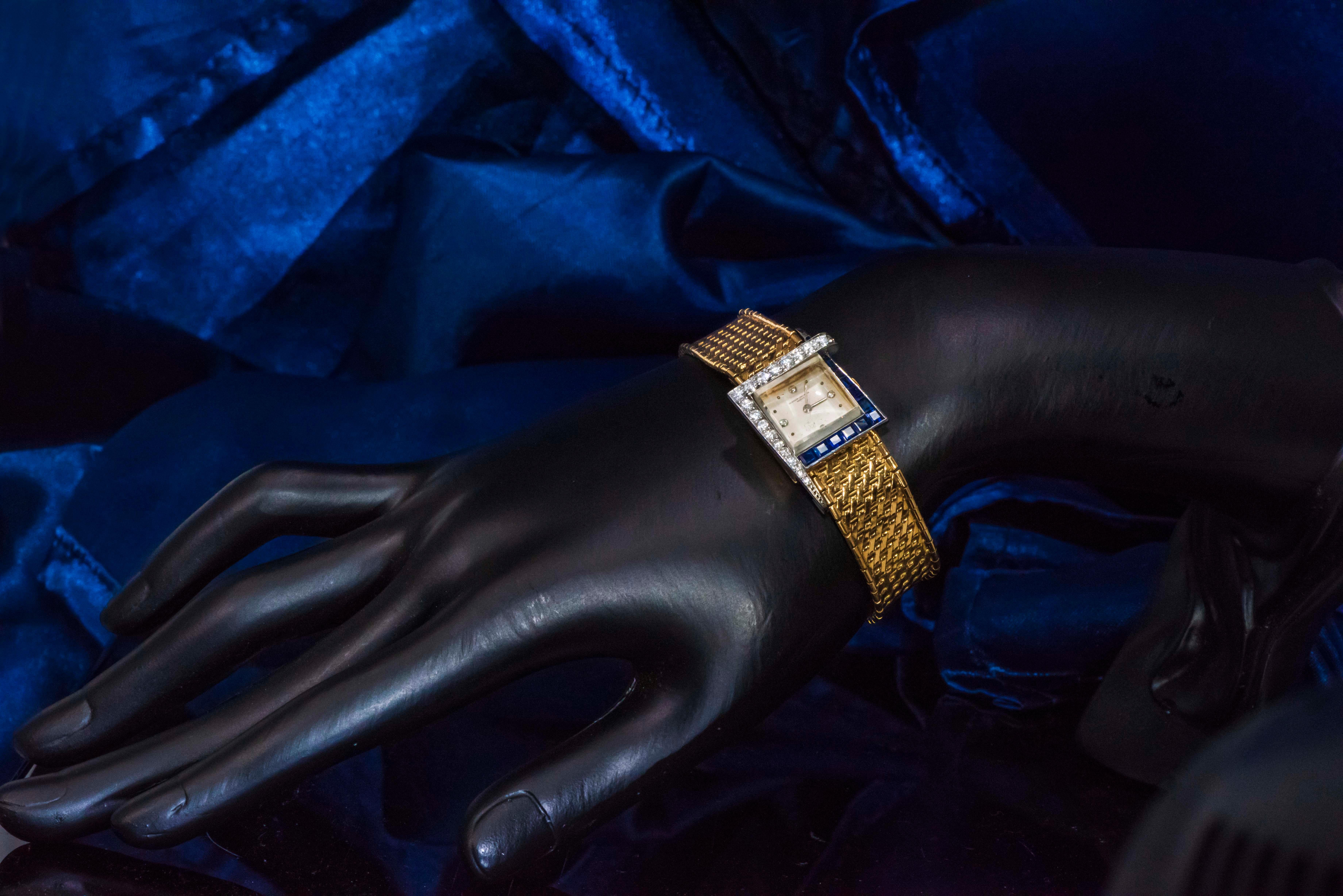 1960s 18Kt Vacheron Constantin Asymmetrical Sapphire Diamond Wristwatch 6