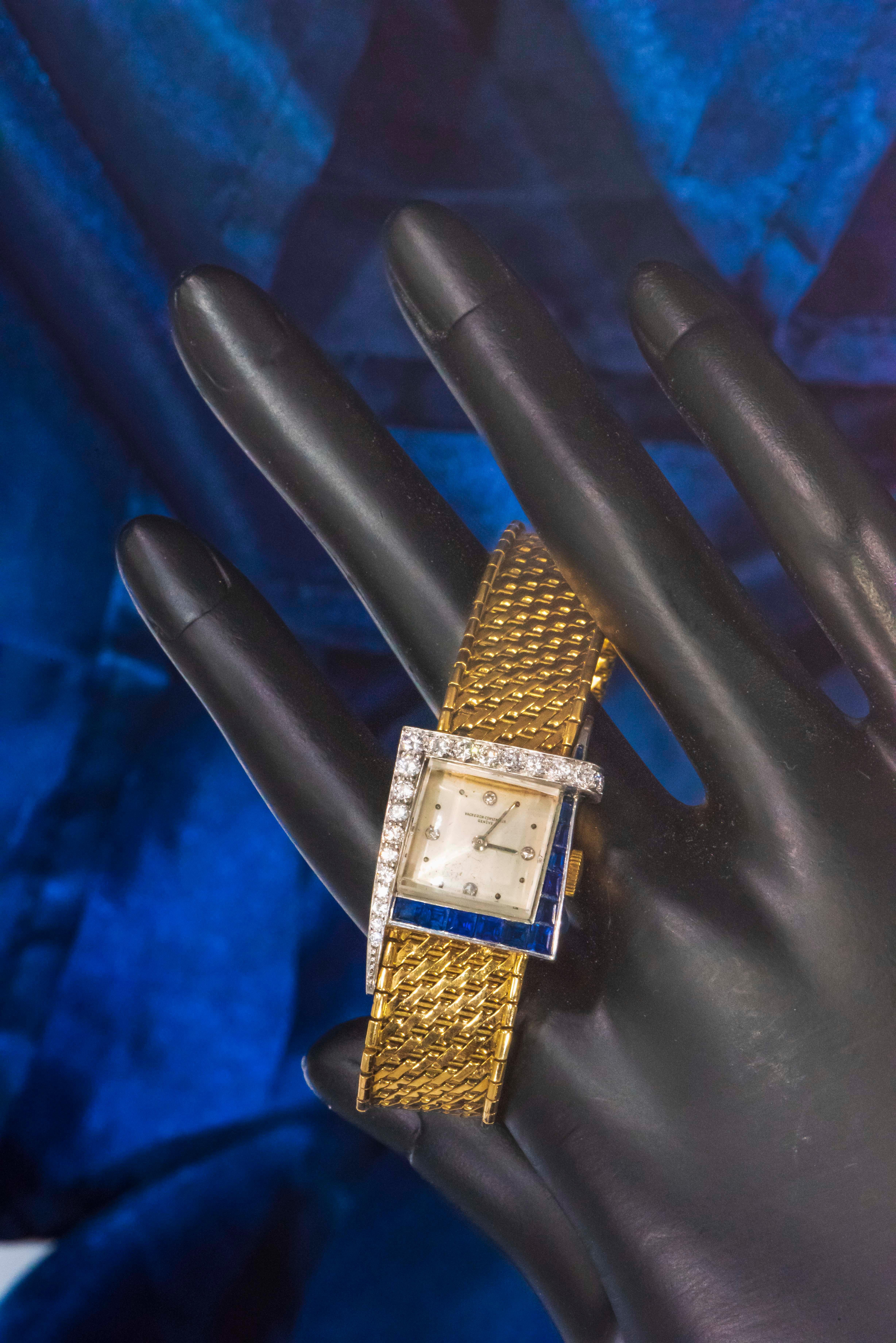 1960s 18Kt Vacheron Constantin Asymmetrical Sapphire Diamond Wristwatch 7