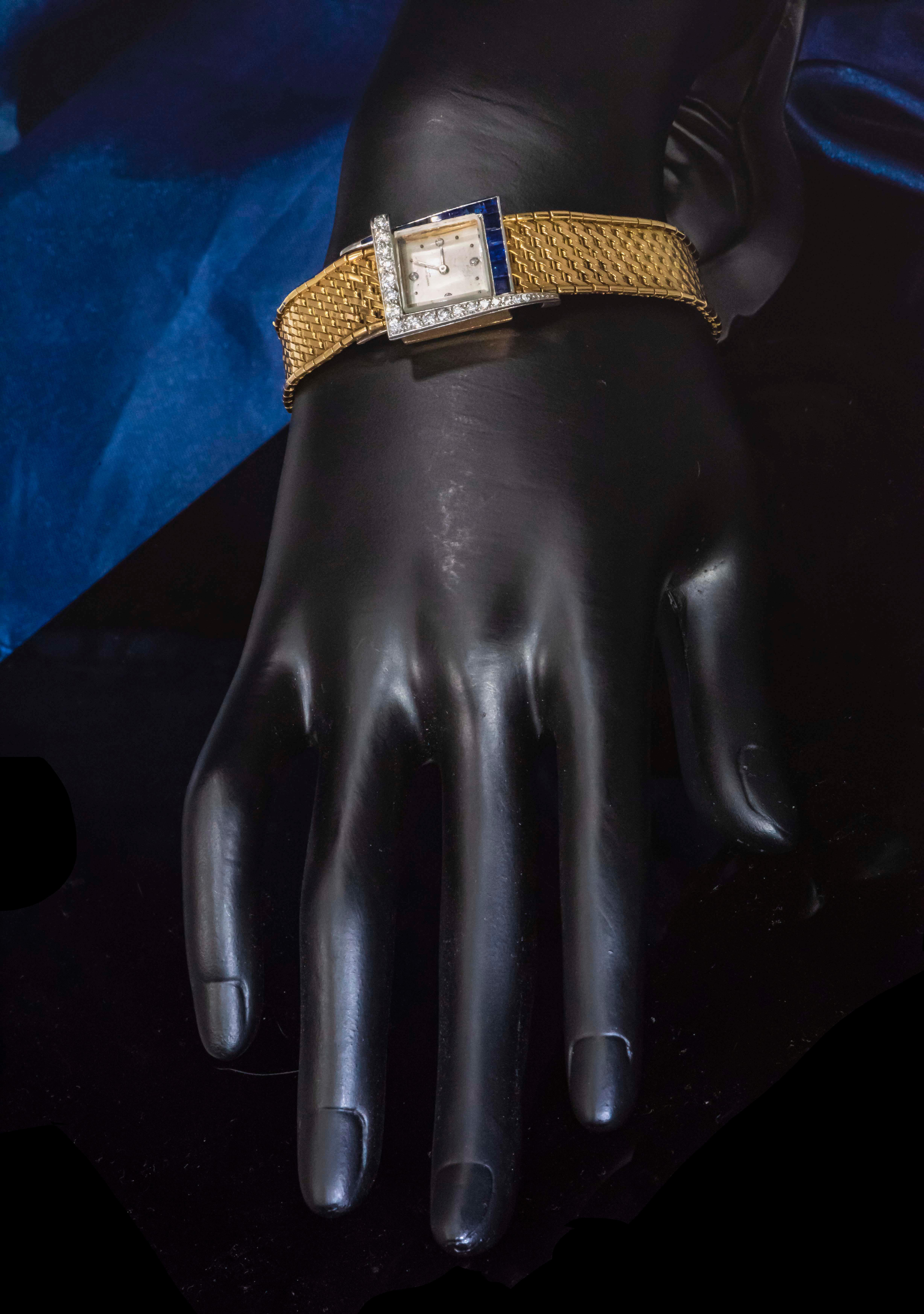 1960s 18Kt Vacheron Constantin Asymmetrical Sapphire Diamond Wristwatch 9