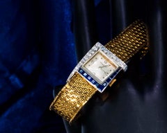 1960s 18Kt Vacheron Constantin Asymmetrical Sapphire Diamond Wristwatch