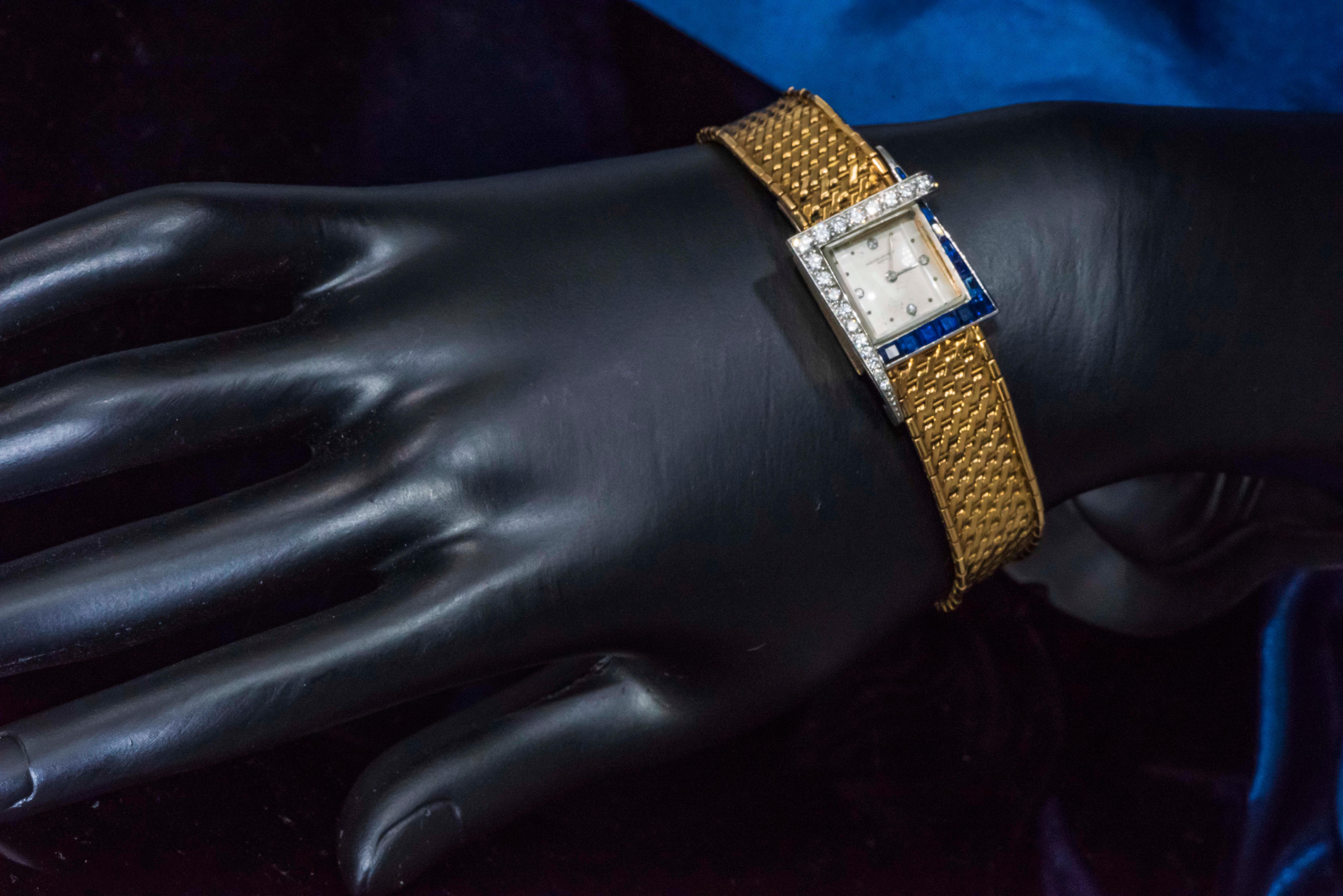 1960s 18Kt Vacheron Constantin Asymmetrical Sapphire Diamond Wristwatch 12