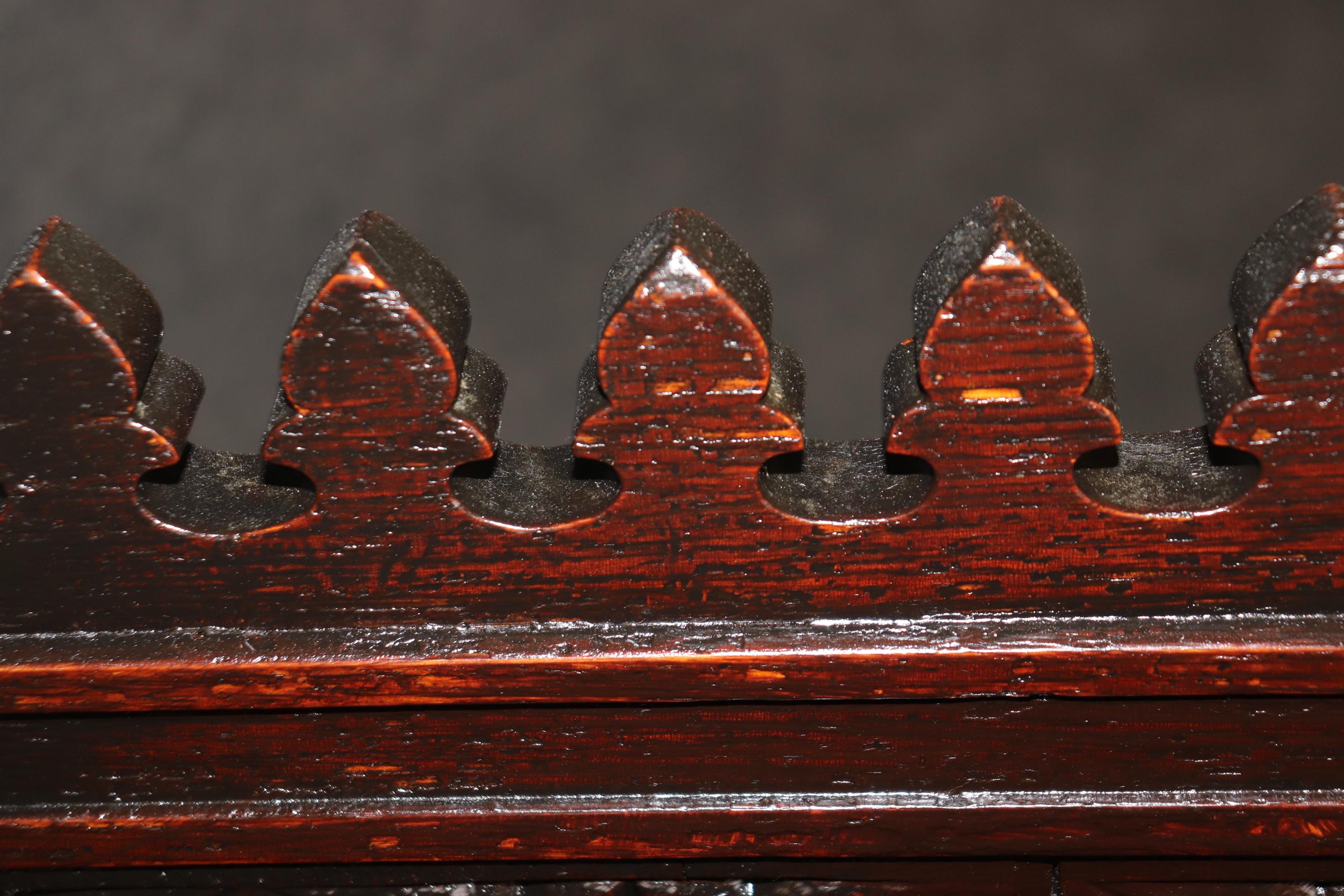 Rare Unique English Oak Gothic Victorian Settee Settle Bench Circa 1890 For Sale 8