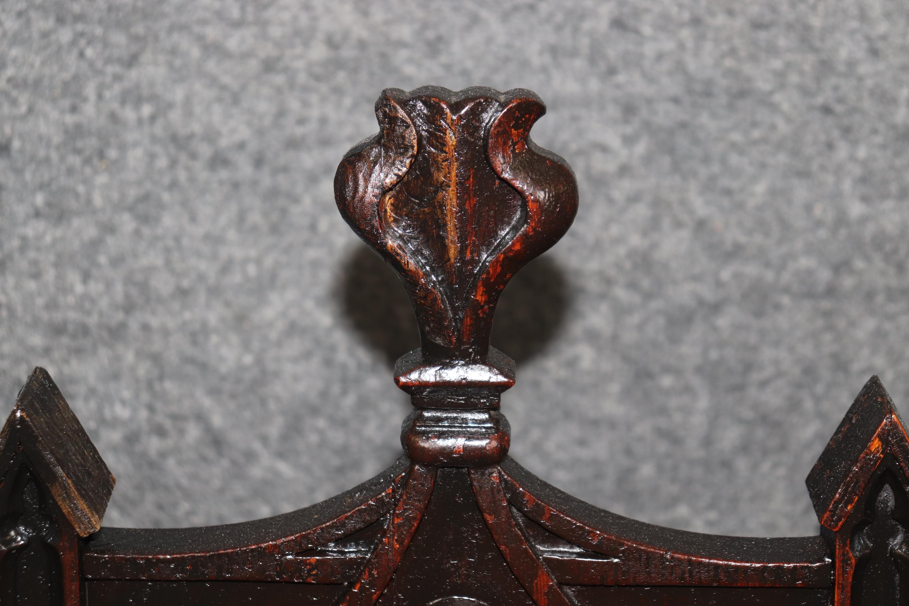 Rare Unique English Oak Gothic Victorian Settee Settle Bench Circa 1890 For Sale 3