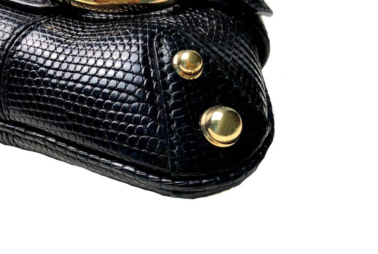 UNIQUE Gucci Tom Ford 2003/04 Black Lizard Crystallized Horsebit Clutch Bag  at 1stDibs