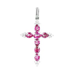 Rare Unique Ruby Diamond White 14k Gold Pendant for Her