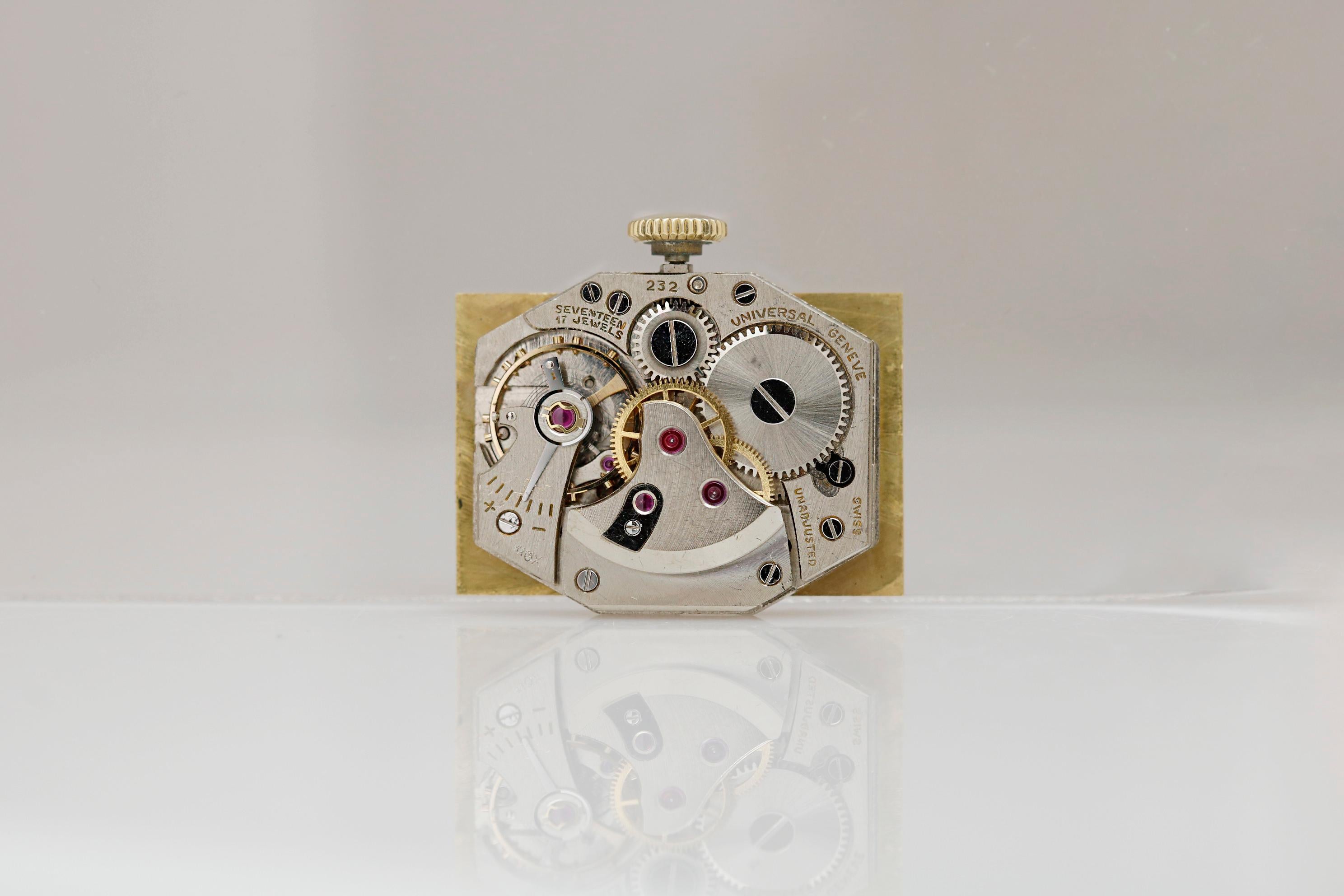 Seltene Universal Genève Referenz 18915 Gelbgold-Armbanduhr, um 1856 7
