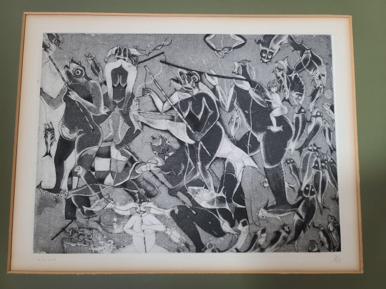 Etched Rare Untitled Etching by Mexican Master Francisco Toledo 3/25, 1971 For Sale